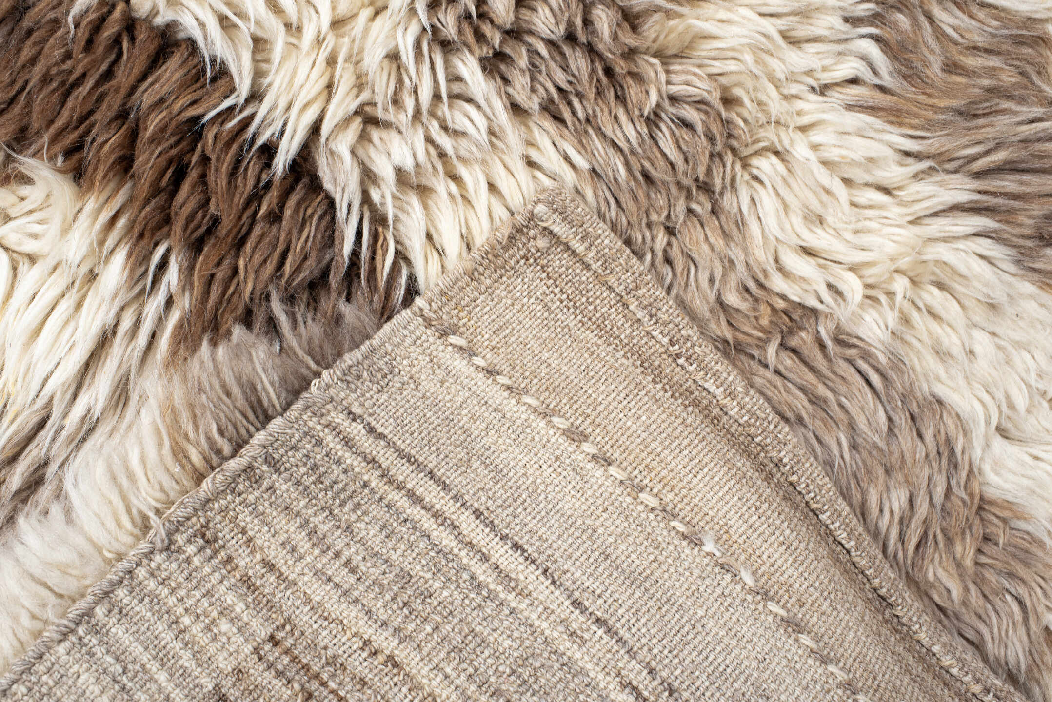 3' x 5' one-of-a-kind handmade vintage Moroccan small size rug. Color palette: ivory, taupe, brown, cream, greige, beige
