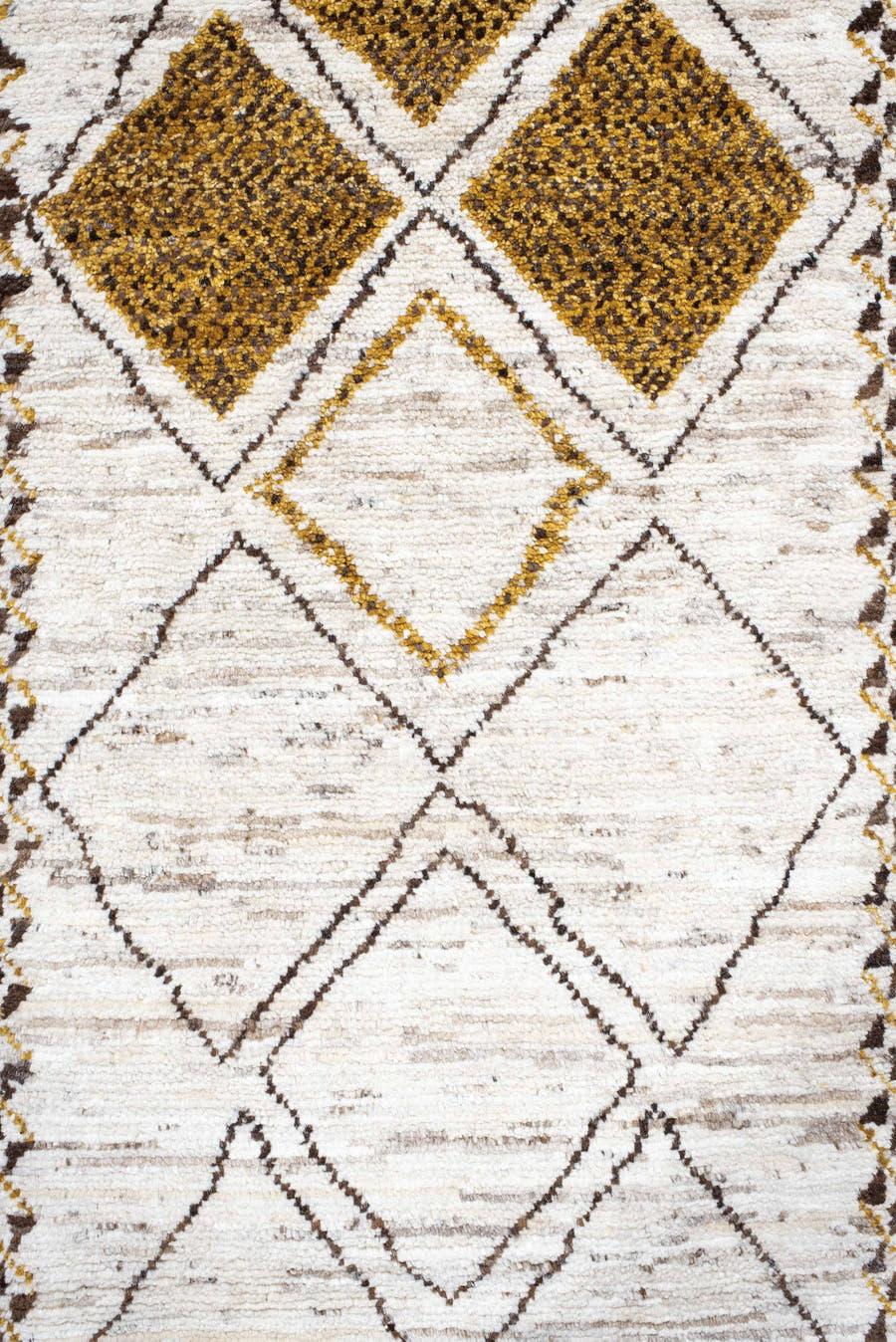 2' x 9' one-of-a-kind handmade vintage Moroccan runner rug. Color palette: ivory, ochre, charcoal, taupe, gold, brown, gray