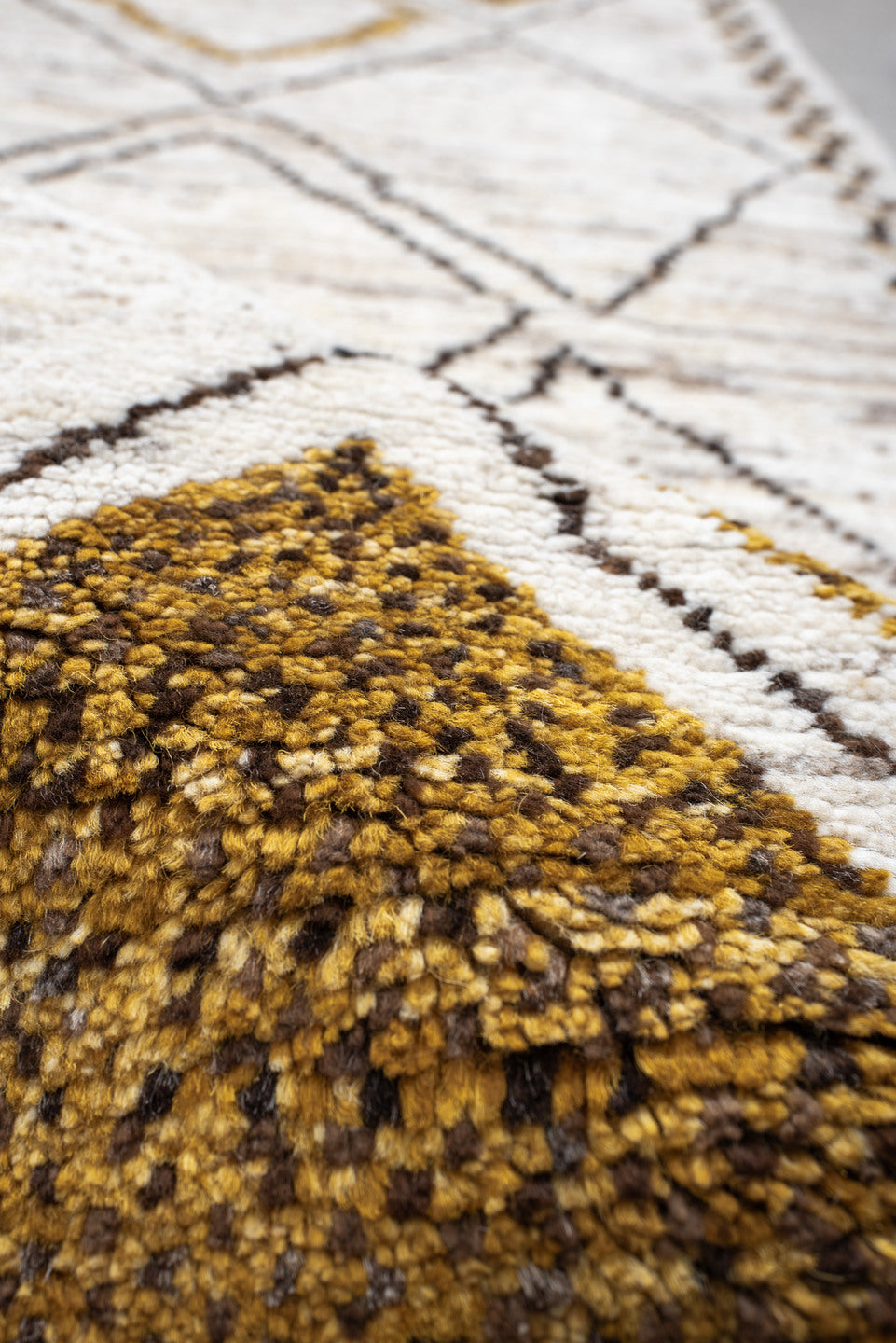 2' x 9' one-of-a-kind handmade vintage Moroccan runner rug. Color palette: ivory, ochre, charcoal, taupe, gold, brown, gray