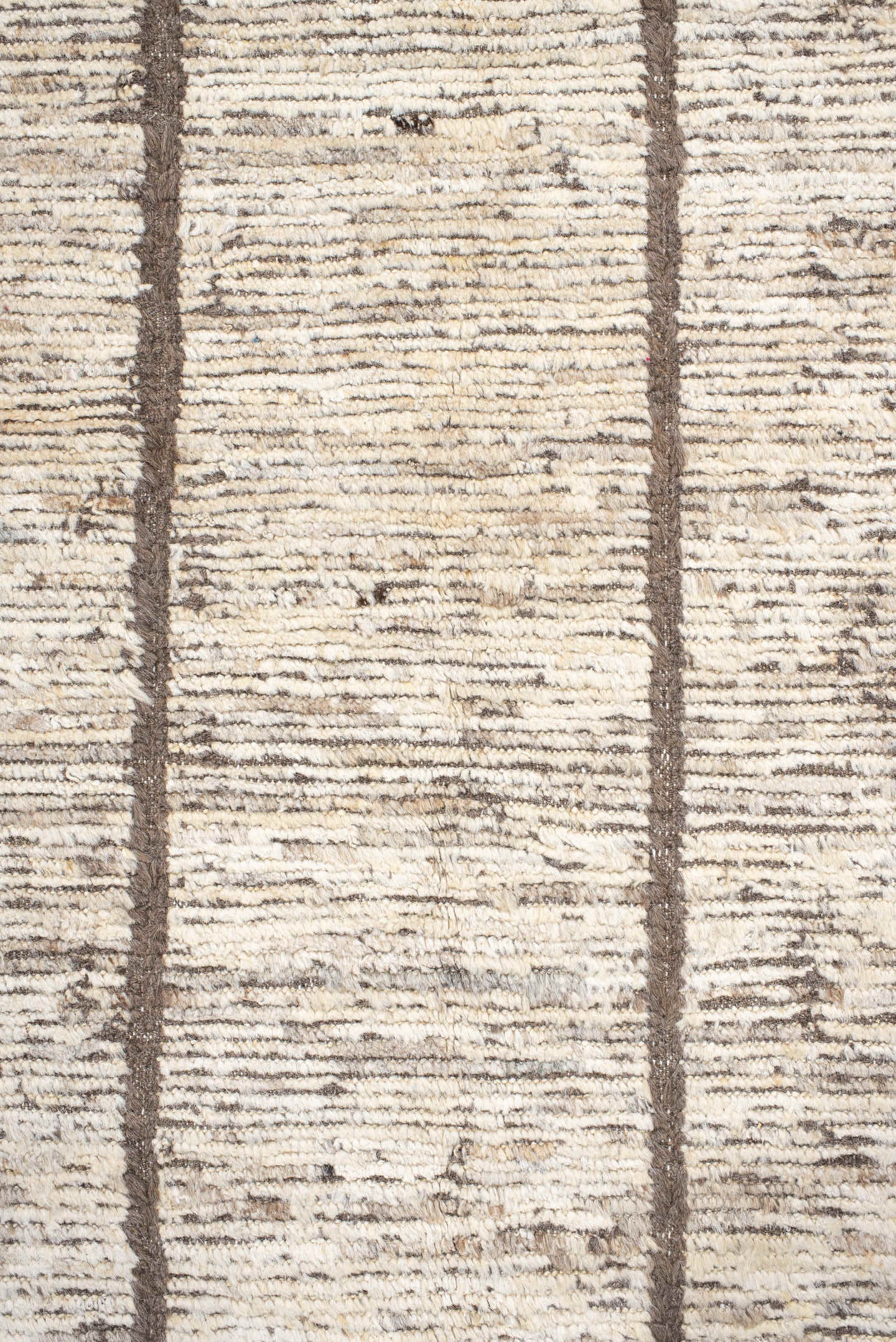 6' x 8' one-of-a-kind handmade vintage Tulu medium size rug. Color palette: ivory, taupe, brown, cream, charcoal, beige