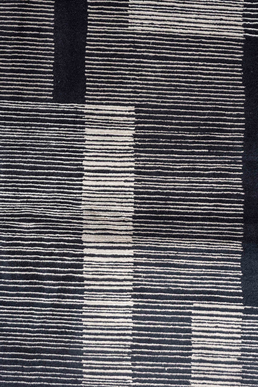 4' x 22' one-of-a-kind handmade antique Tibetan runner rug. Color palette: charcoal, slate, ivory, pewter, ebony, black