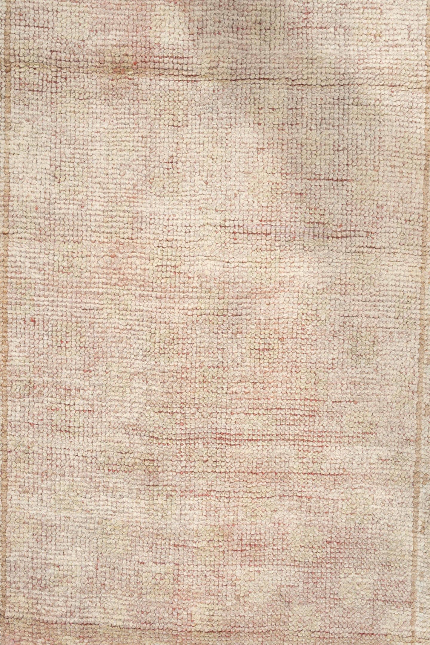 3' x 11' one-of-a-kind handmade antique Oushak runner rug. Color palette: ivory, blush, beige, soft sage, peach, pink