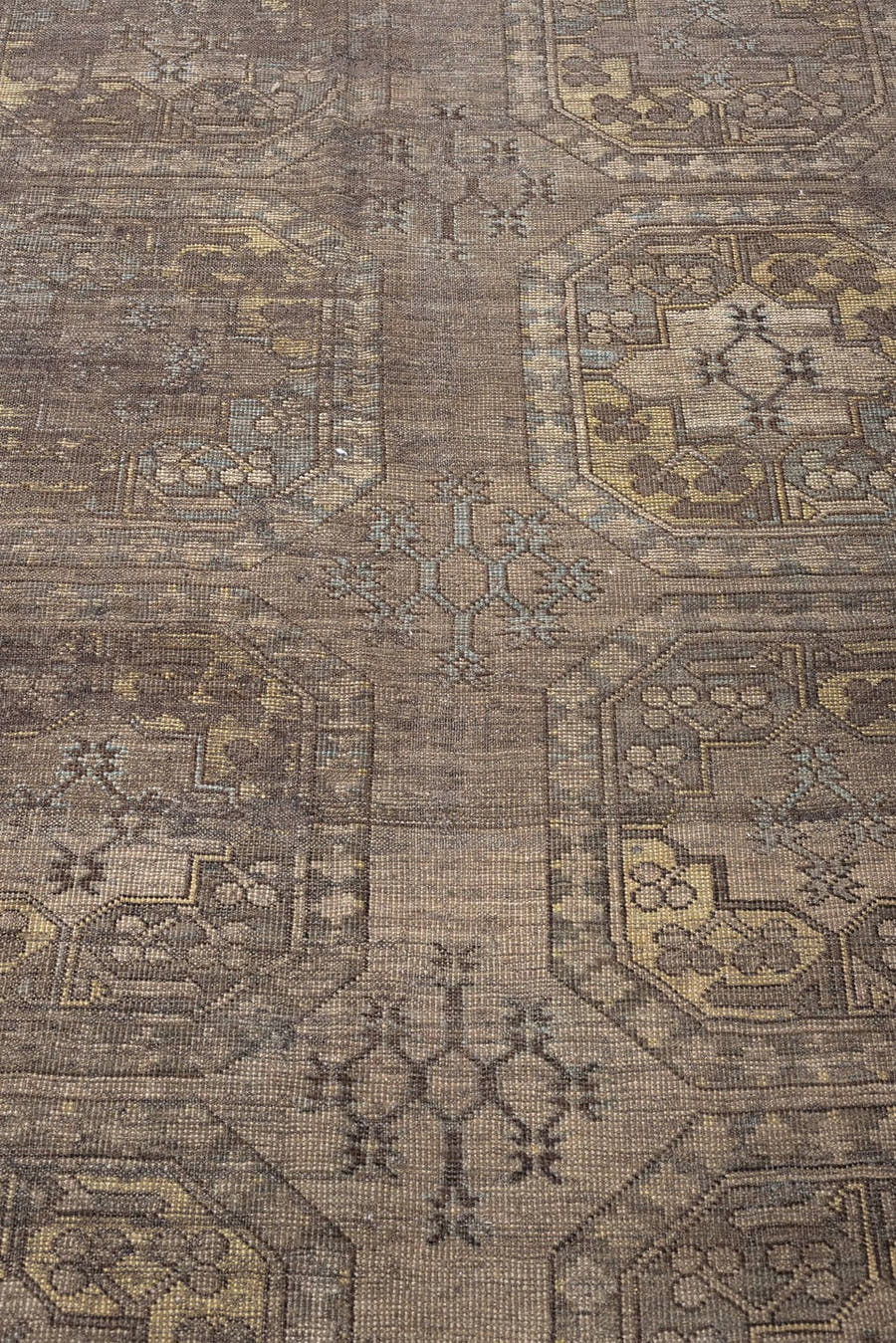 10' x 14' one-of-a-kind handmade antique Afshar rug. Color palette: taupe, camel, ivory, charcoal, blue gray, ochre, ebony