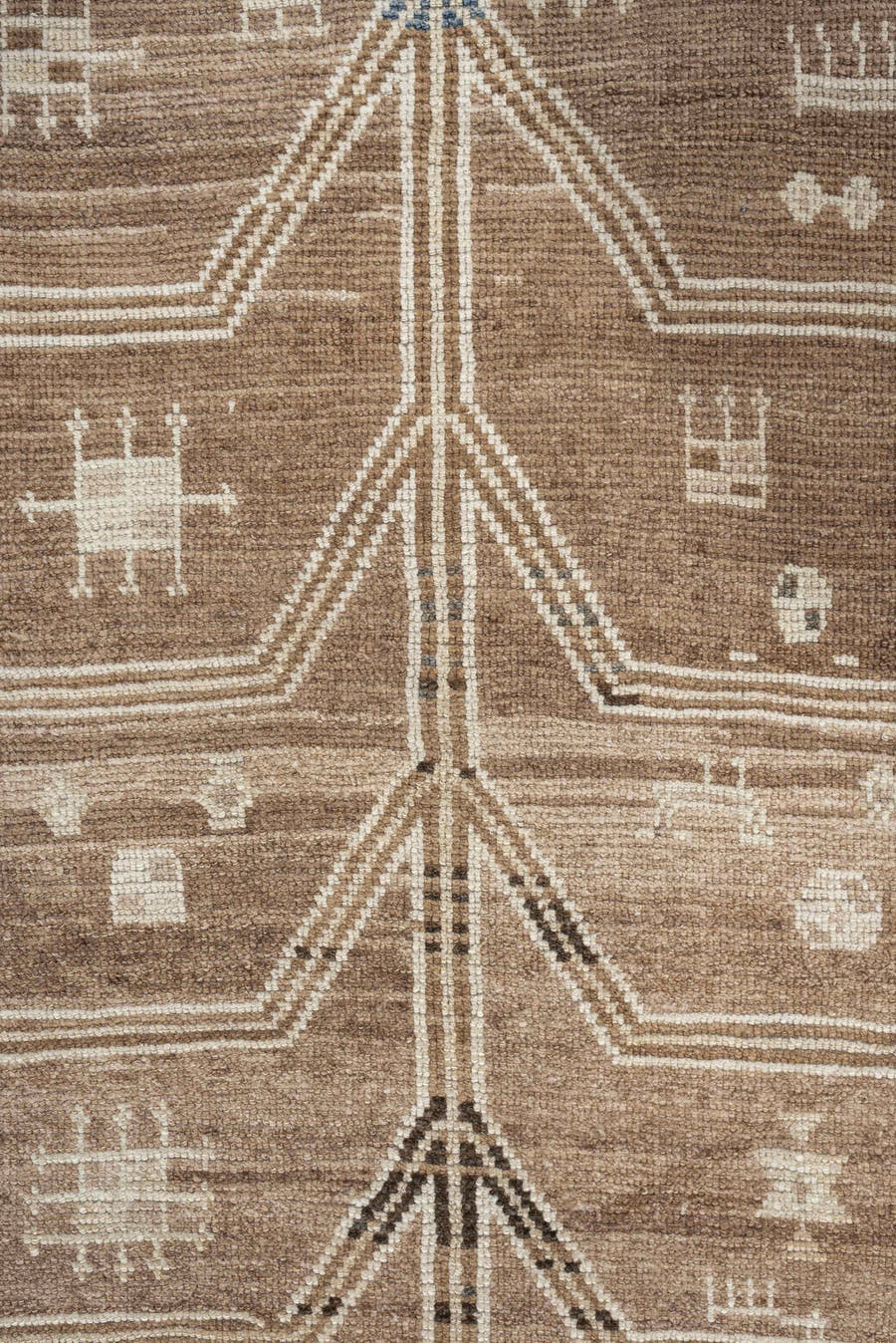 4' x 6' one-of-a-kind handmade antique Gabbeh small size rug. Color palette: camel, ivory, taupe, brown, charcoal, blue