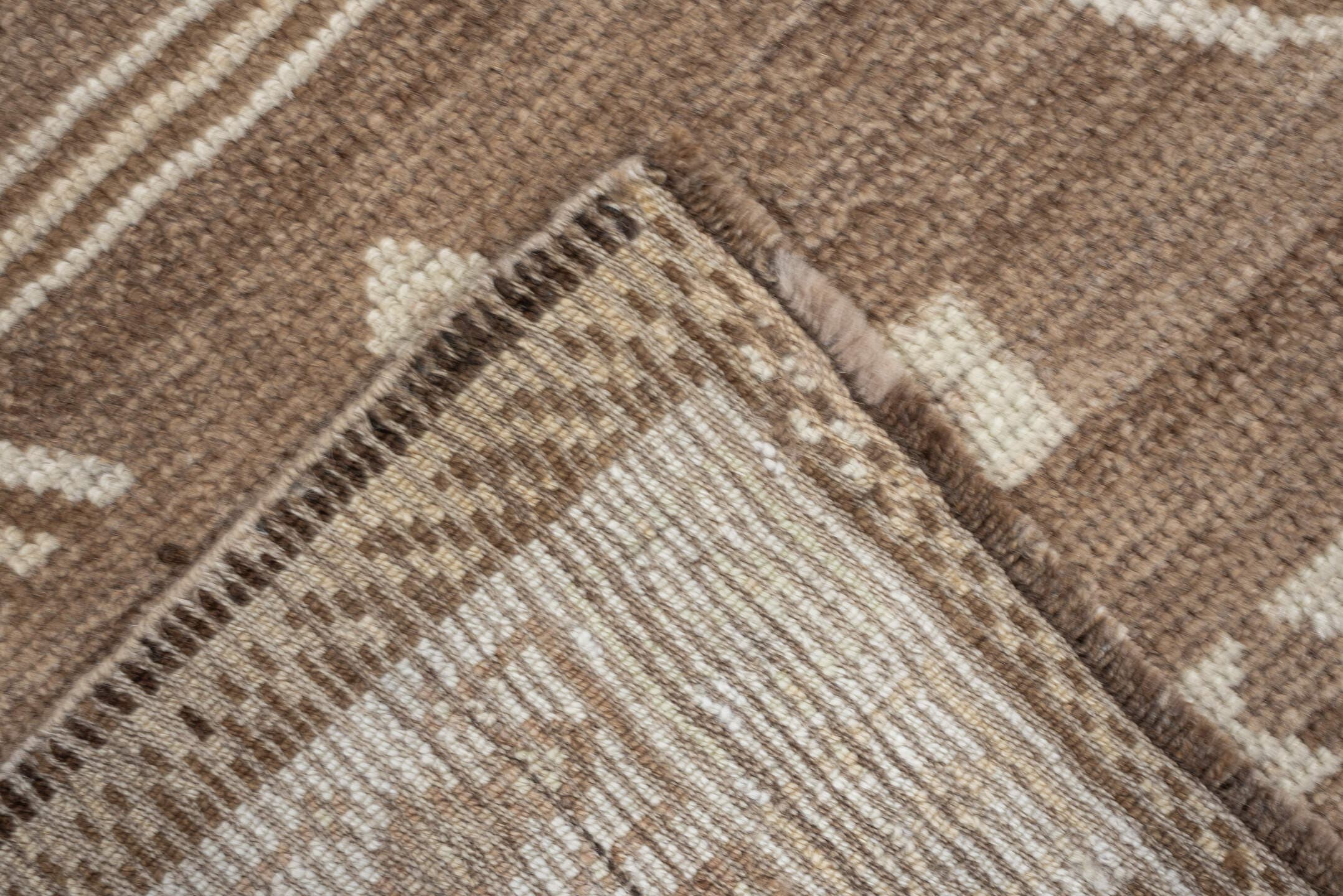 4' x 6' one-of-a-kind handmade antique Gabbeh small size rug. Color palette: camel, ivory, taupe, brown, charcoal, blue