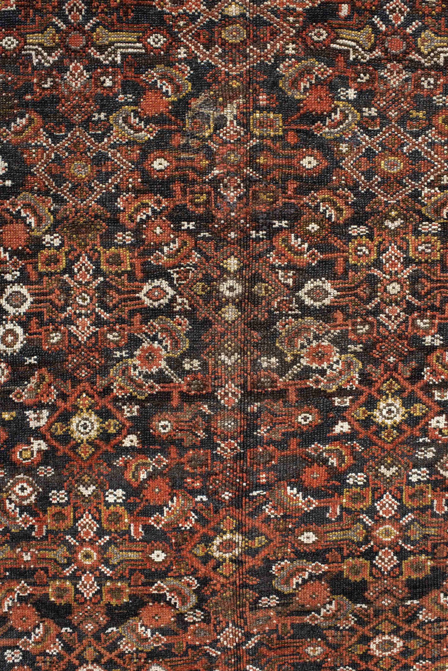 5' x 10' one-of-a-kind handmade vintage NW Persian medium size rug. Color palette: ivory, rust, brown, terra cotta, charcoal
