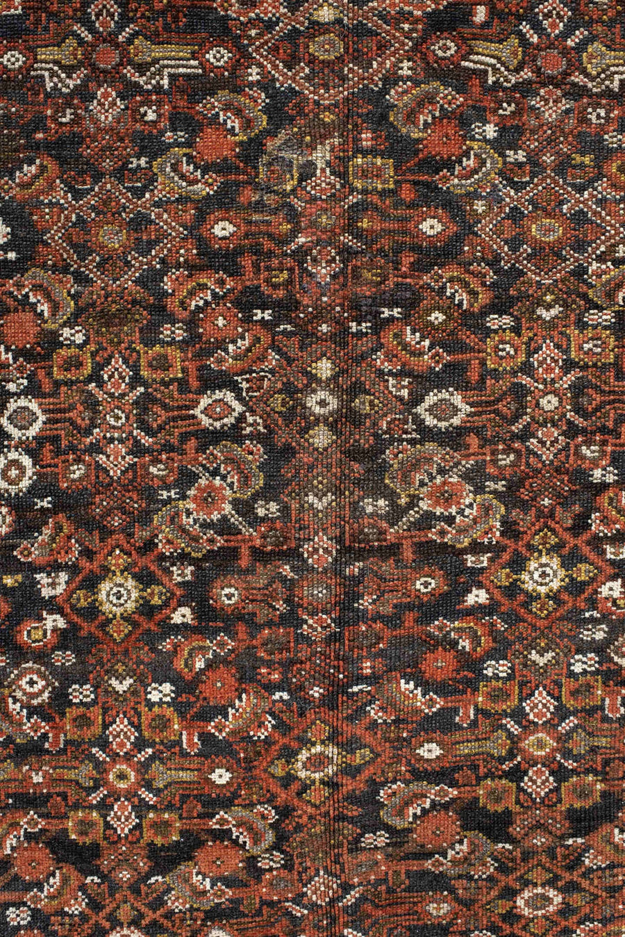 5' x 10' one-of-a-kind handmade vintage NW Persian medium size rug. Color palette: ivory, rust, brown, terra cotta, charcoal