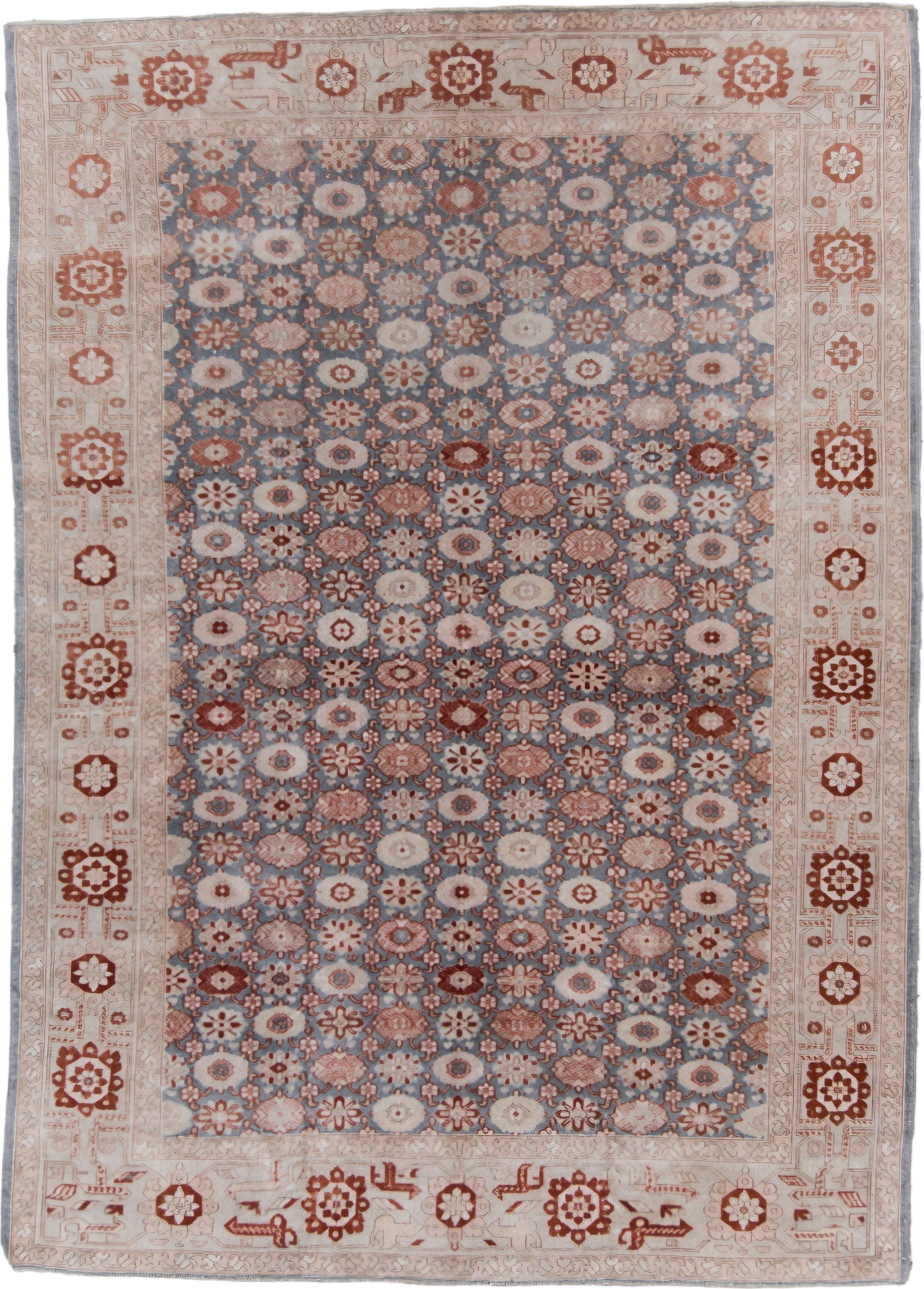 6' x 8' one-of-a-kind handmade vintage Anatolian medium size rug. Color palette: ivory, blue, rust, rose, taupe, camel