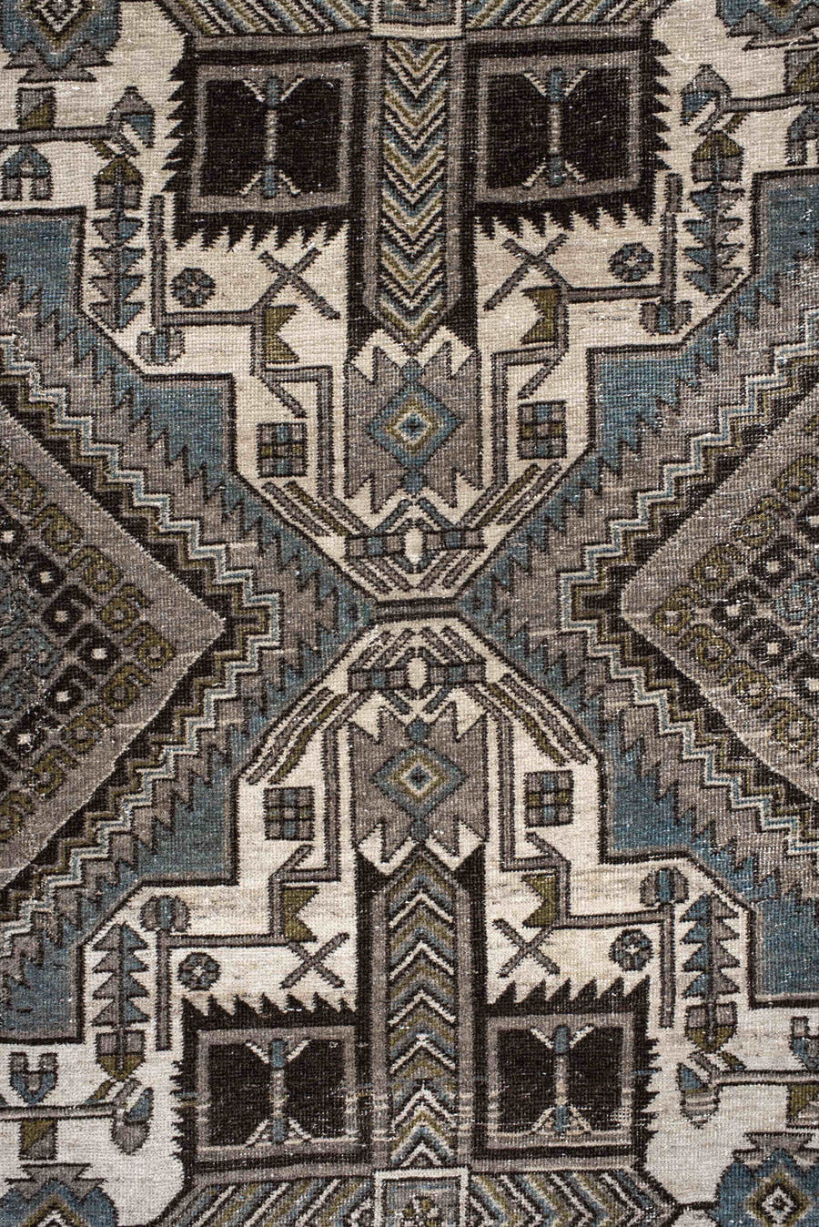 4' x 6' one-of-a-kind handmade vintage Afshar small size rug. Color palette: ivory, taupe, brown, charcoal, slate, camel