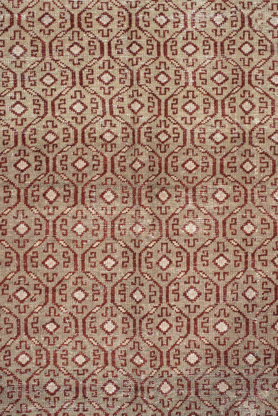 4' x 7' one-of-a-kind handmade vintage Anatolian rug. Color palette: ivory, rust, rose, taupe, brown, terracotta, pink, red