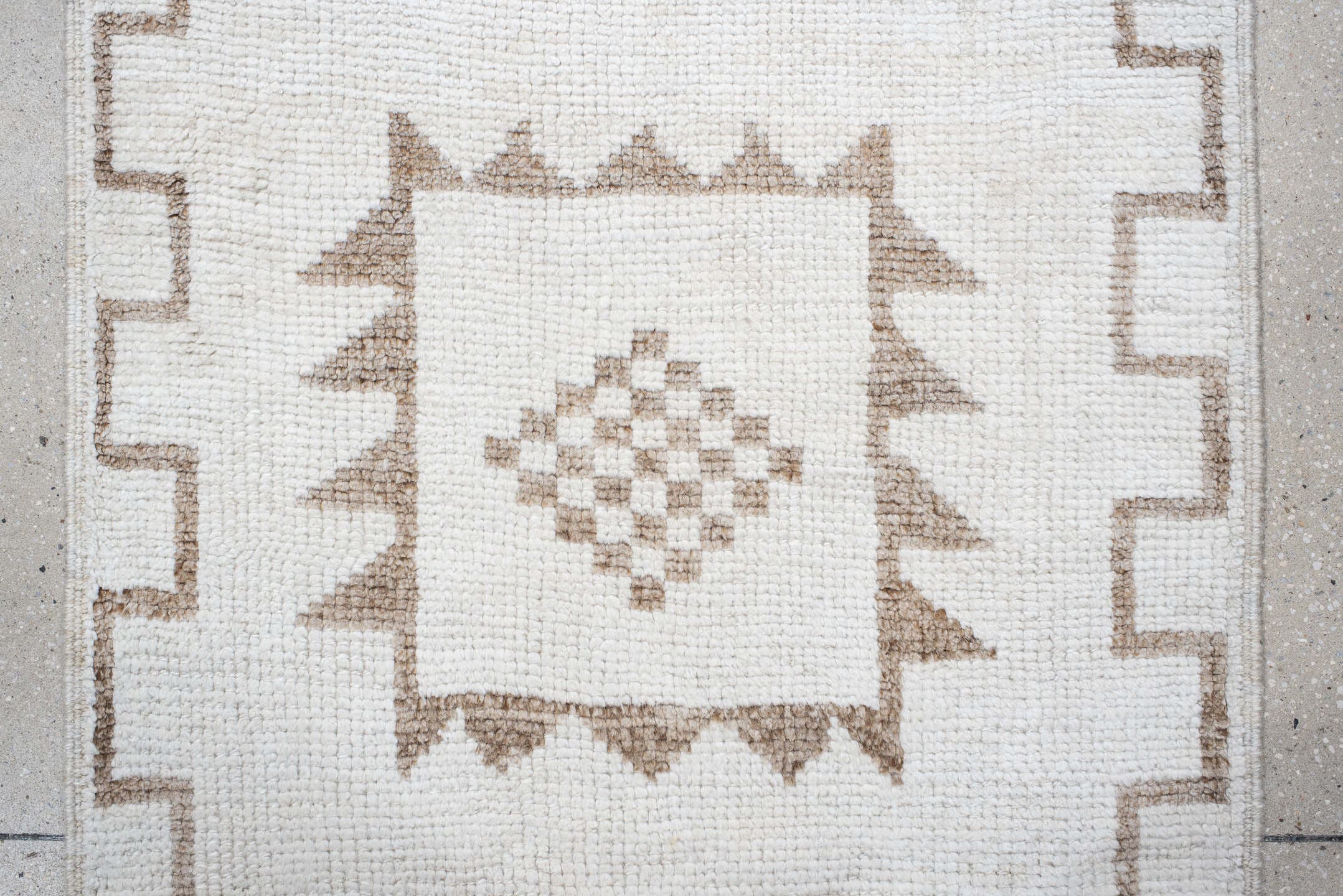 3' x 13' one-of-a-kind handmade vintage Kars runner rug. Color palette: ivory, taupe, beige, gray