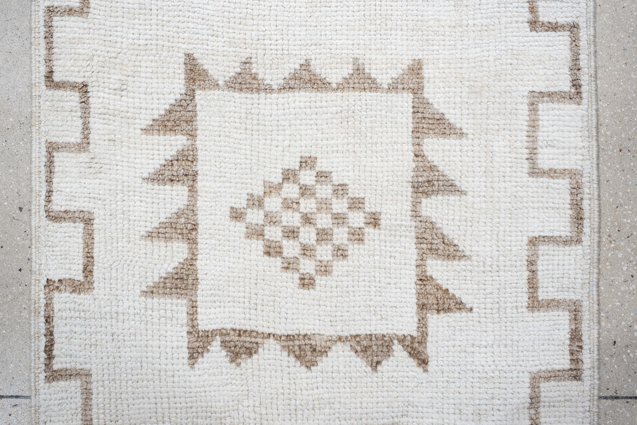 3' x 13' one-of-a-kind handmade vintage Kars runner rug. Color palette: ivory, taupe, beige, gray