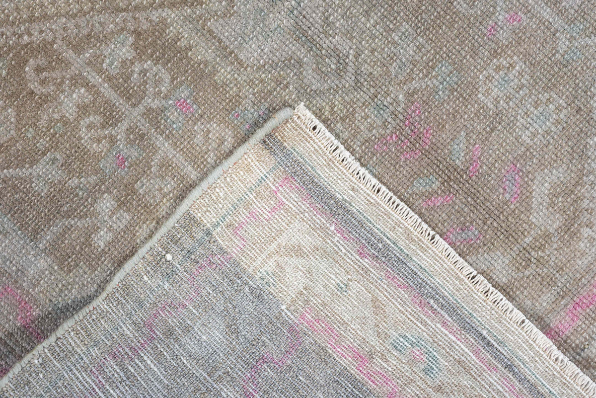 2' x 4' one-of-a-kind handmade antique Hamadan small size rug. Color palette: taupe, ivory, rose, blue green, gray, brown