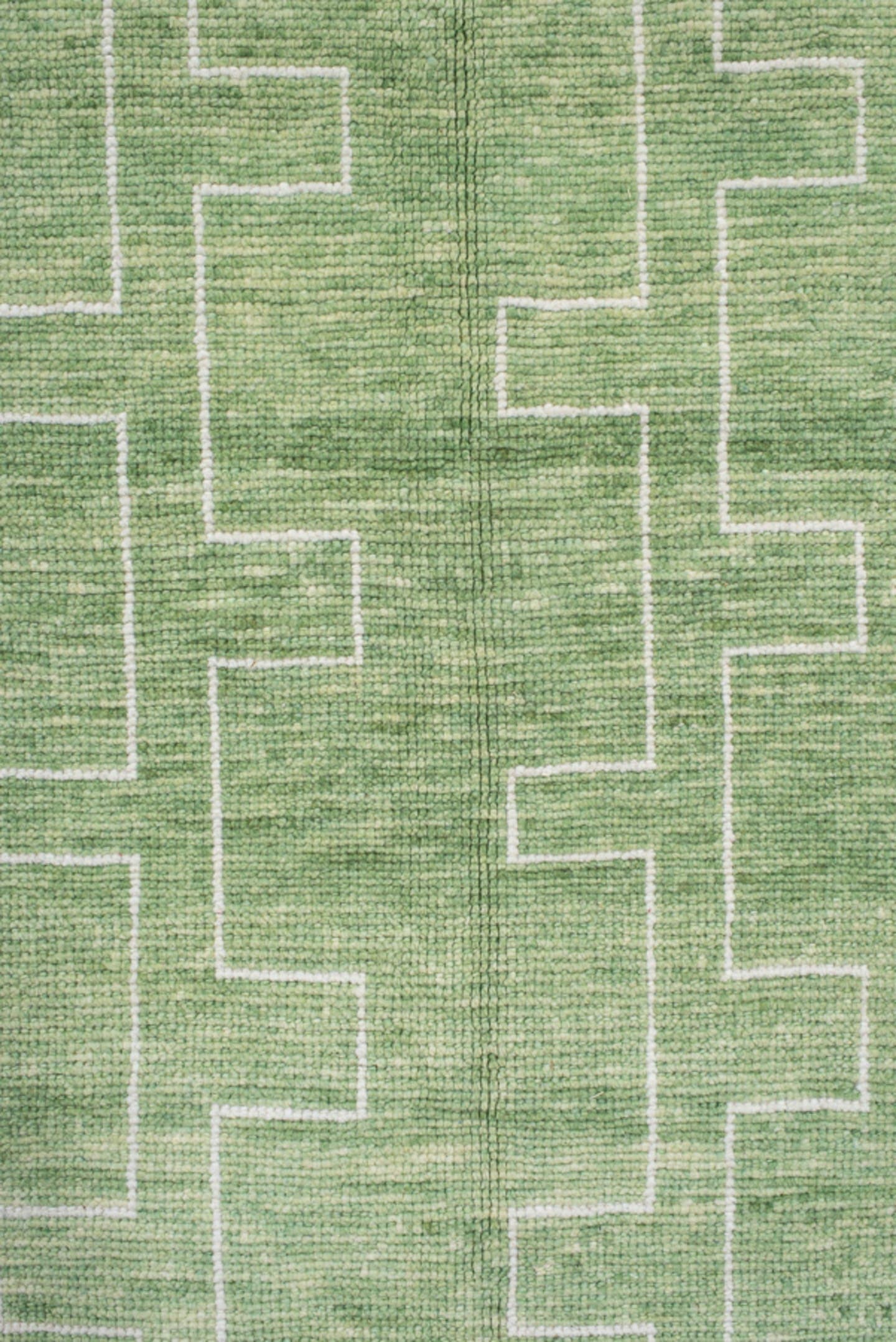 9' x 12' one-of-a-kind handmade handmade Contemporary large size rug. Color palette: sage, mint, ivory, cream, green