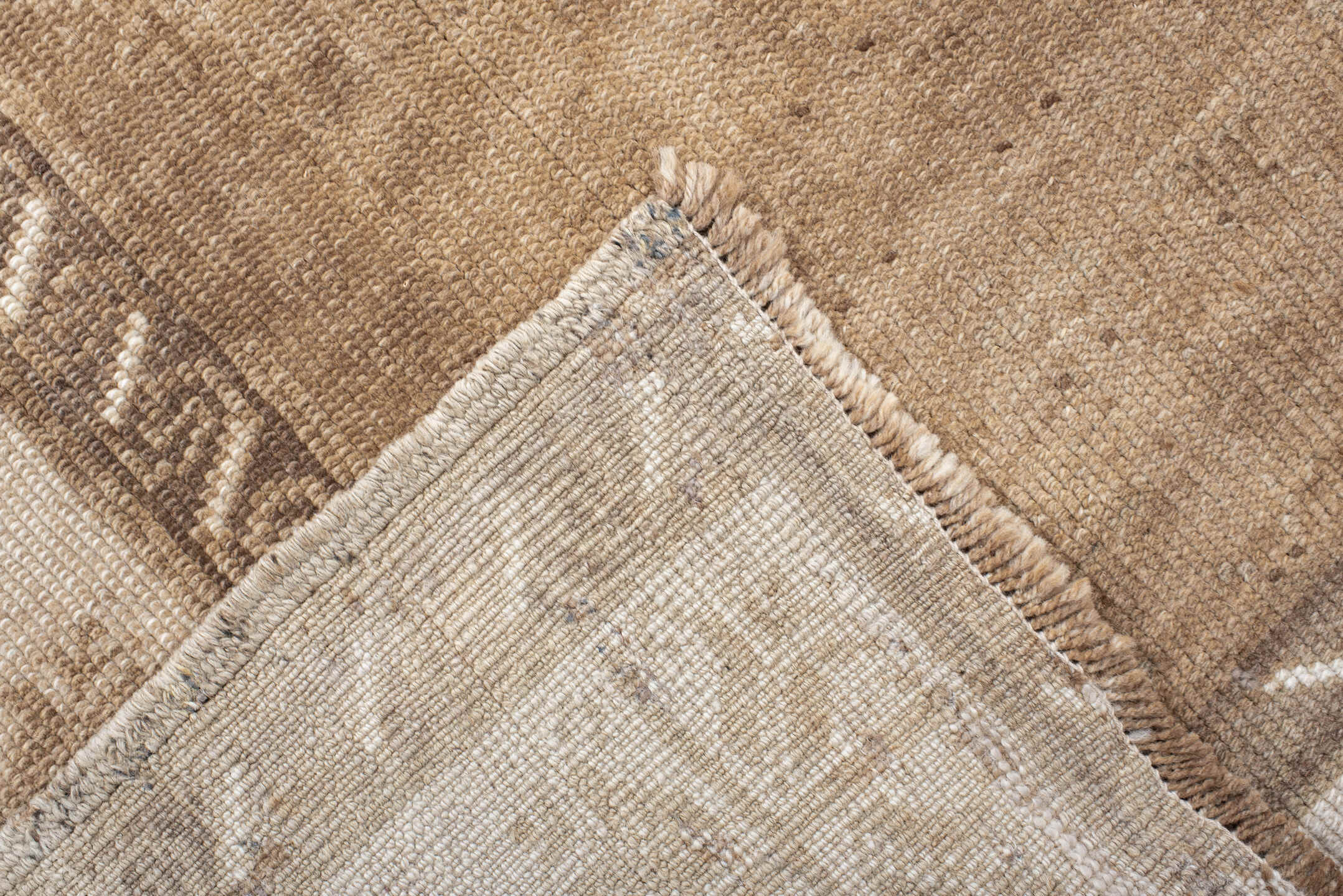 6' x 9' one-of-a-kind handmade vintage Kars medium size rug. Color palette: off-white, orange, brown, light gray, gray, pink