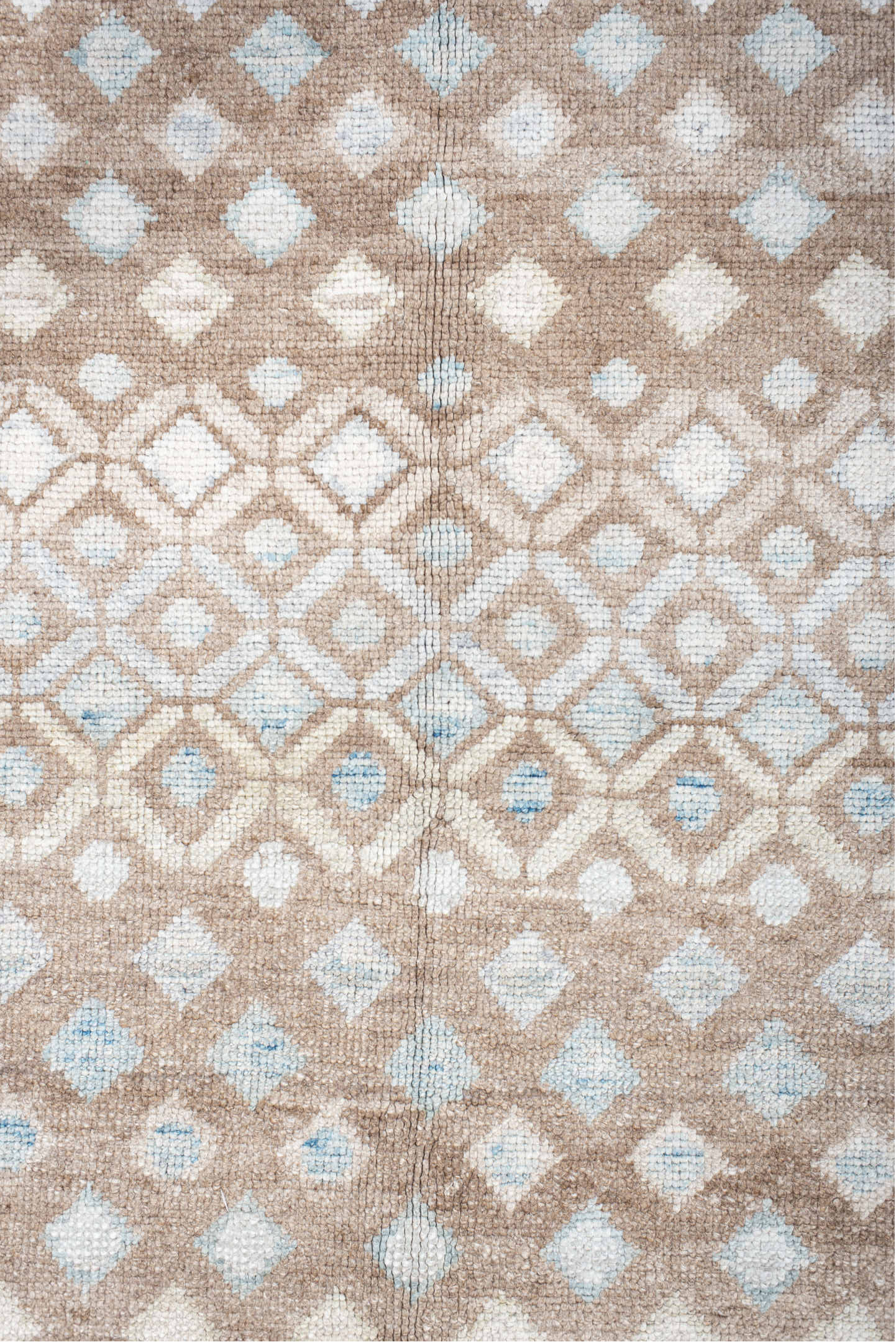 10' x 14' one-of-a-kind handmade vintage Oushak large size rug. Color palette: taupe, ivory, pale blue, cream, beige, gray