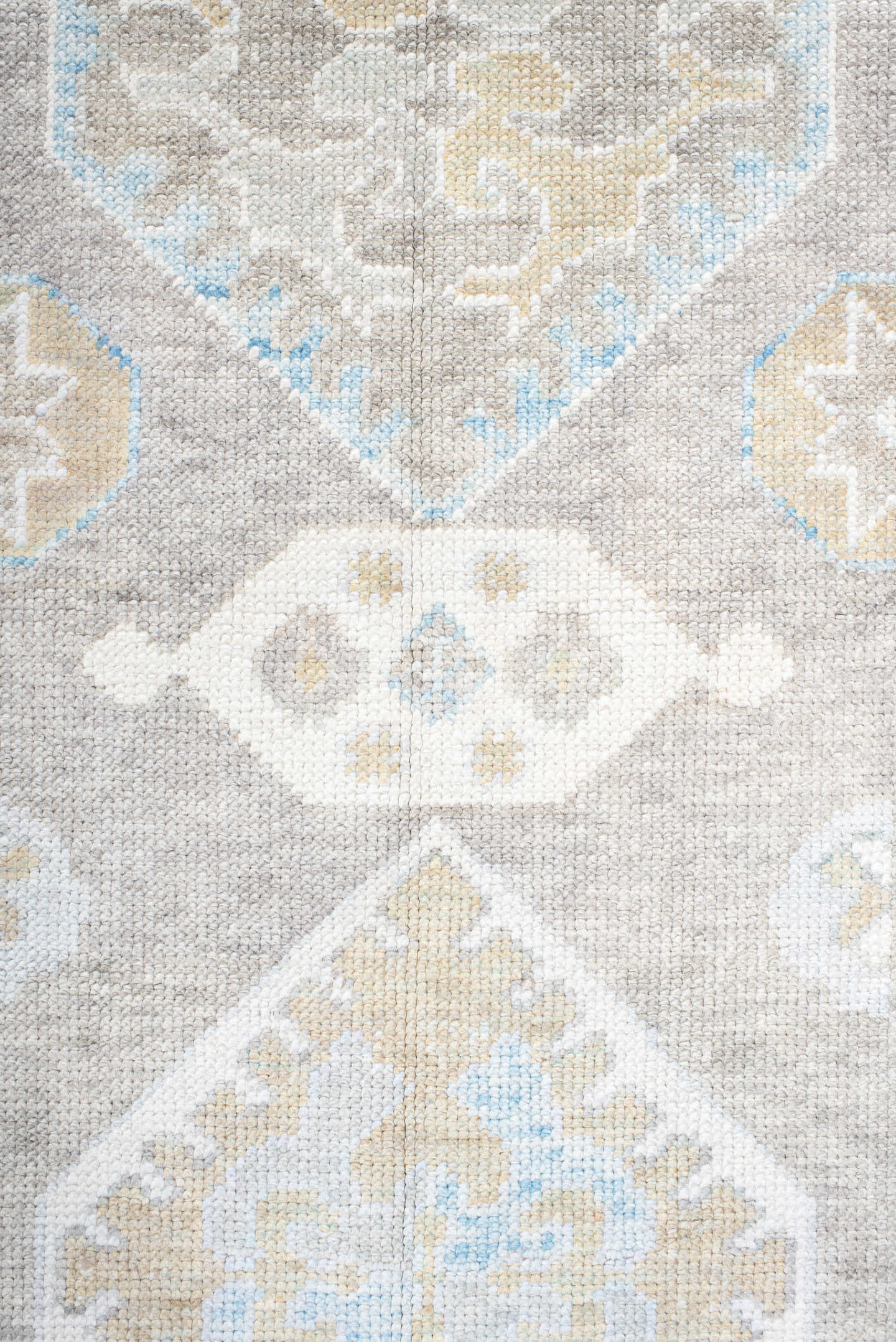 3' x 10' one-of-a-kind handmade vintage runner rug. Color palette: taupe, ivory, pale_blue, sand, light_gray, beige, gray
