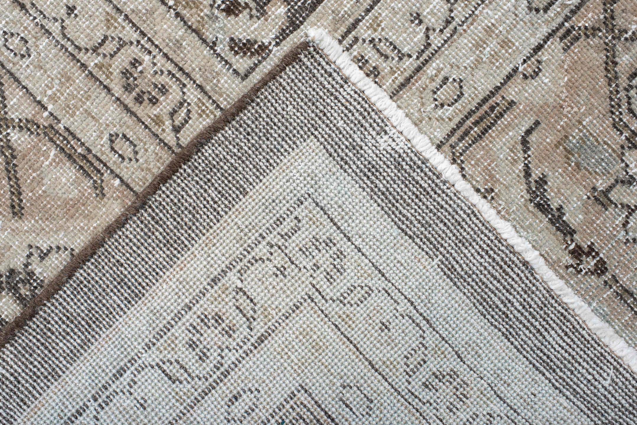 10' x 13' one-of-a-kind handmade antique Malayer large size rug. Color palette: ivory, taupe, charcoal, beige, blush, slate