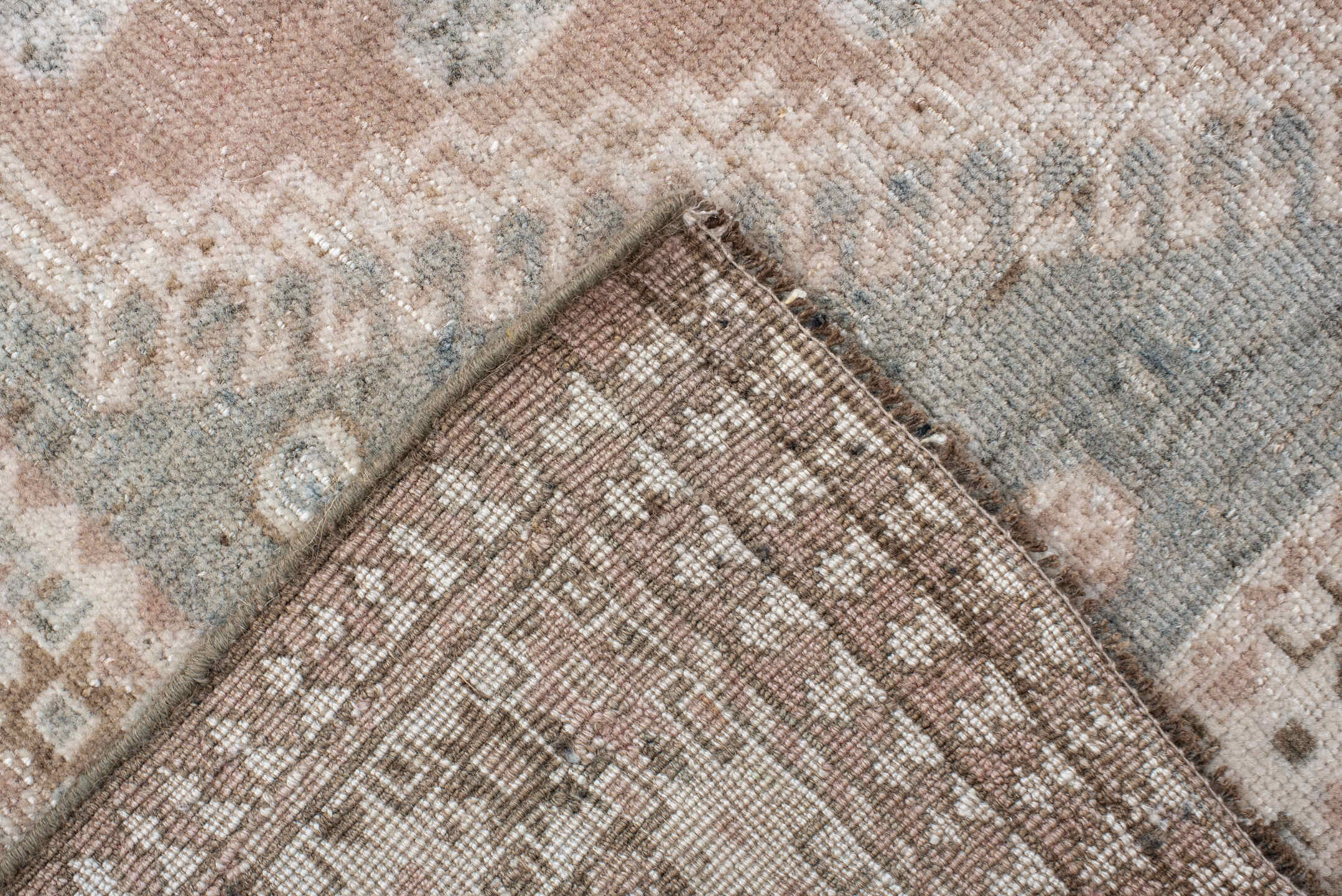 6' x 9' one-of-a-kind handmade antique Shiraz medium size rug. Color palette: ivory, blue_gray, blush, taupe, camel, rust