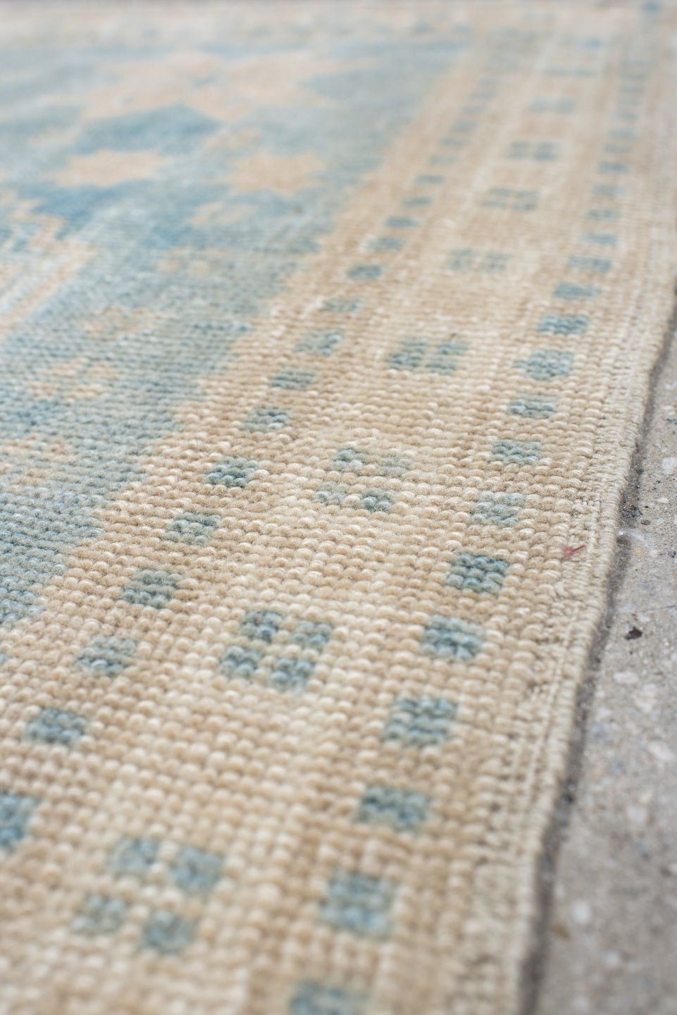 2' x 2' one-of-a-kind handmade vintage Anatolian small size rug. Color palette: blue, dark gray, gray, light blue