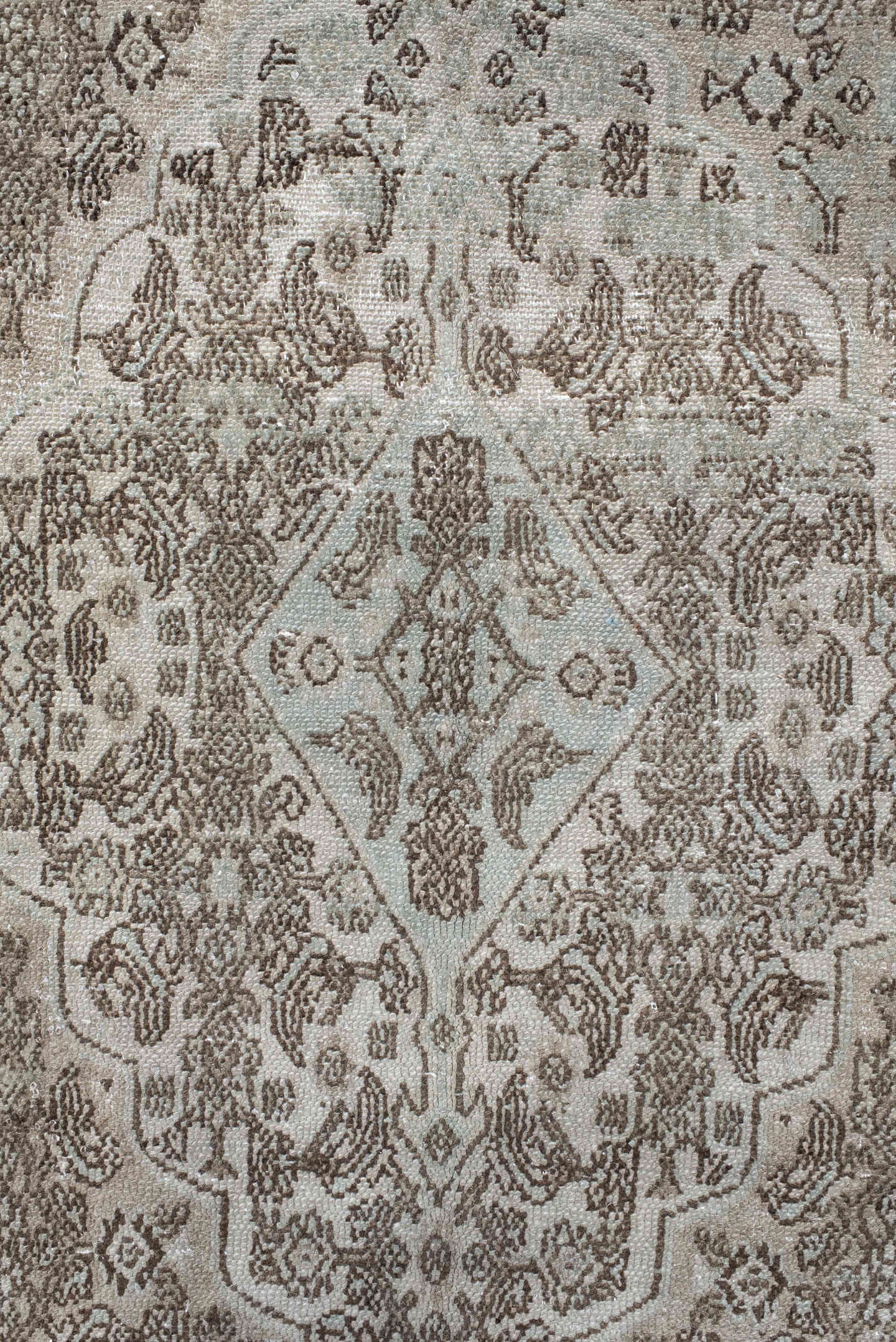 10' x 16' one-of-a-kind handmade vintage Bibikabad rug. Color palette: taupe, ivory, beige, brown, greige, camel, gray