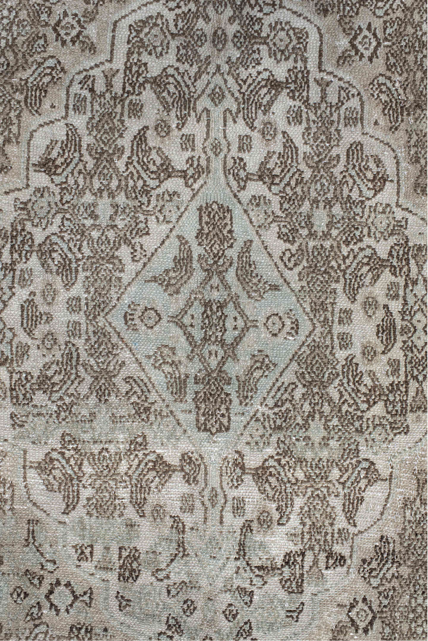 10' x 16' one-of-a-kind handmade vintage Bibikabad rug. Color palette: taupe, ivory, beige, brown, greige, camel, gray