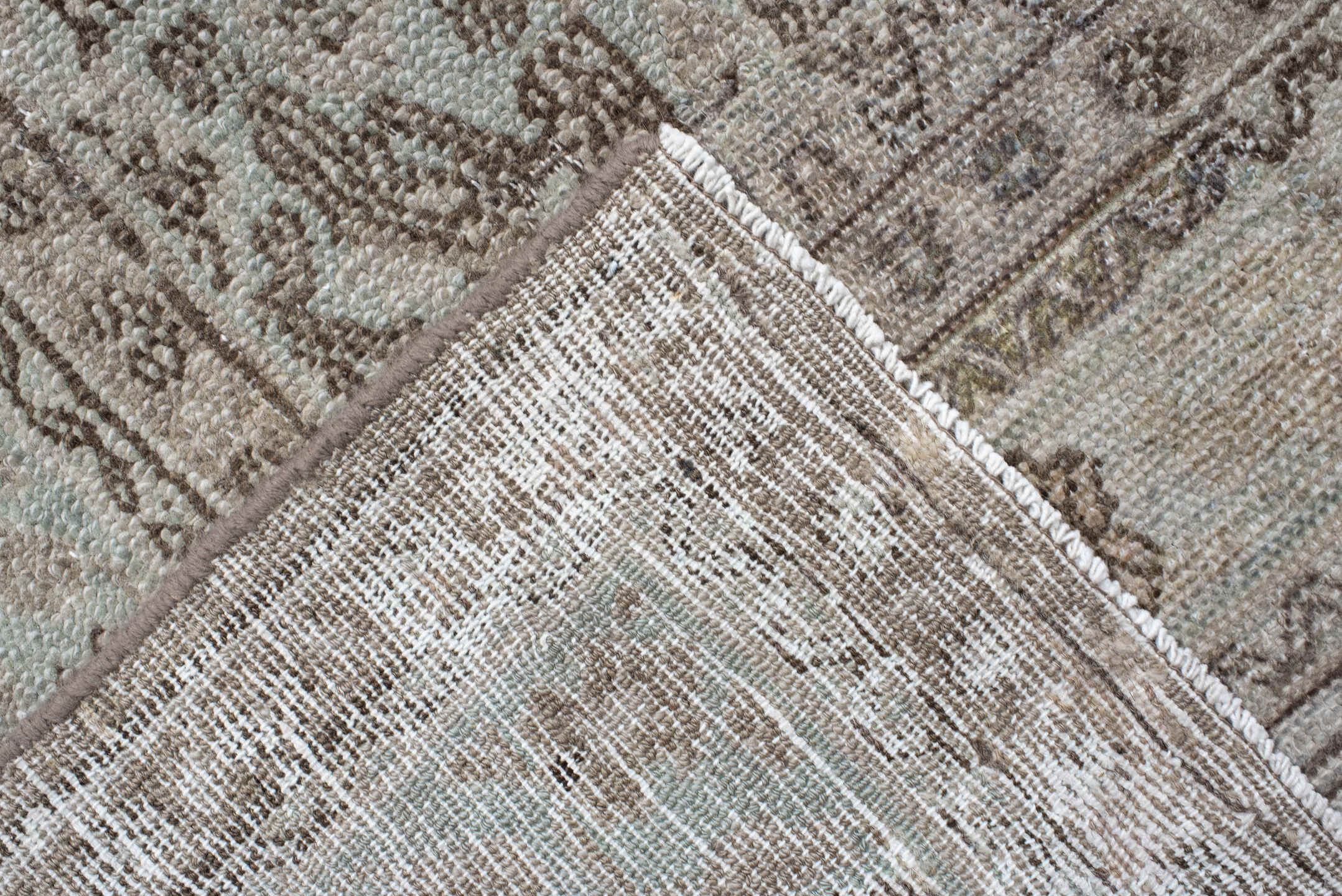 10' x 16' one-of-a-kind handmade vintage Bibikabad rug. Color palette: taupe, ivory, beige, brown, greige, camel, gray