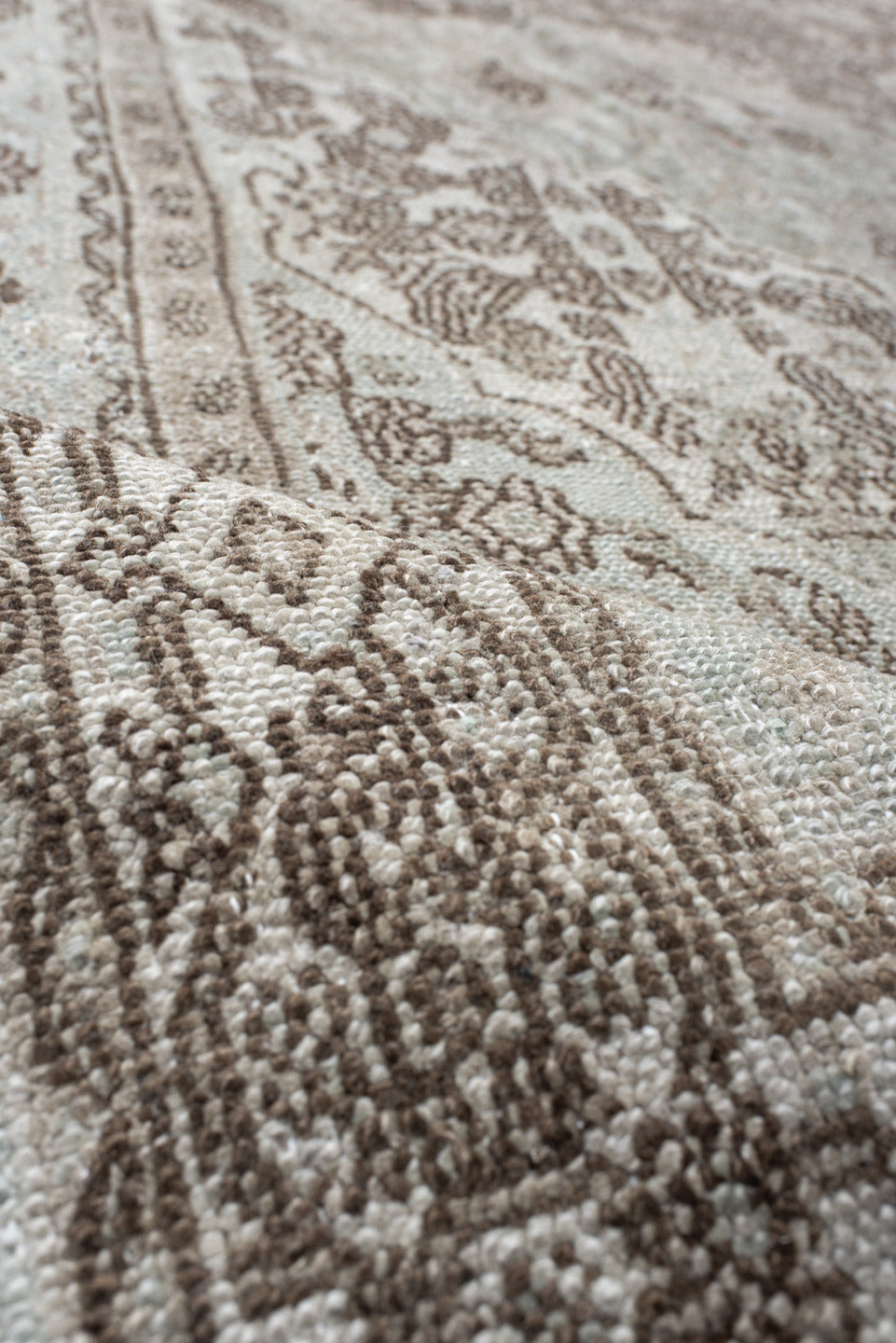 10' x 16' one-of-a-kind handmade vintage Bibikabad rug. Color palette: taupe, ivory, beige, brown, greige, camel, gray