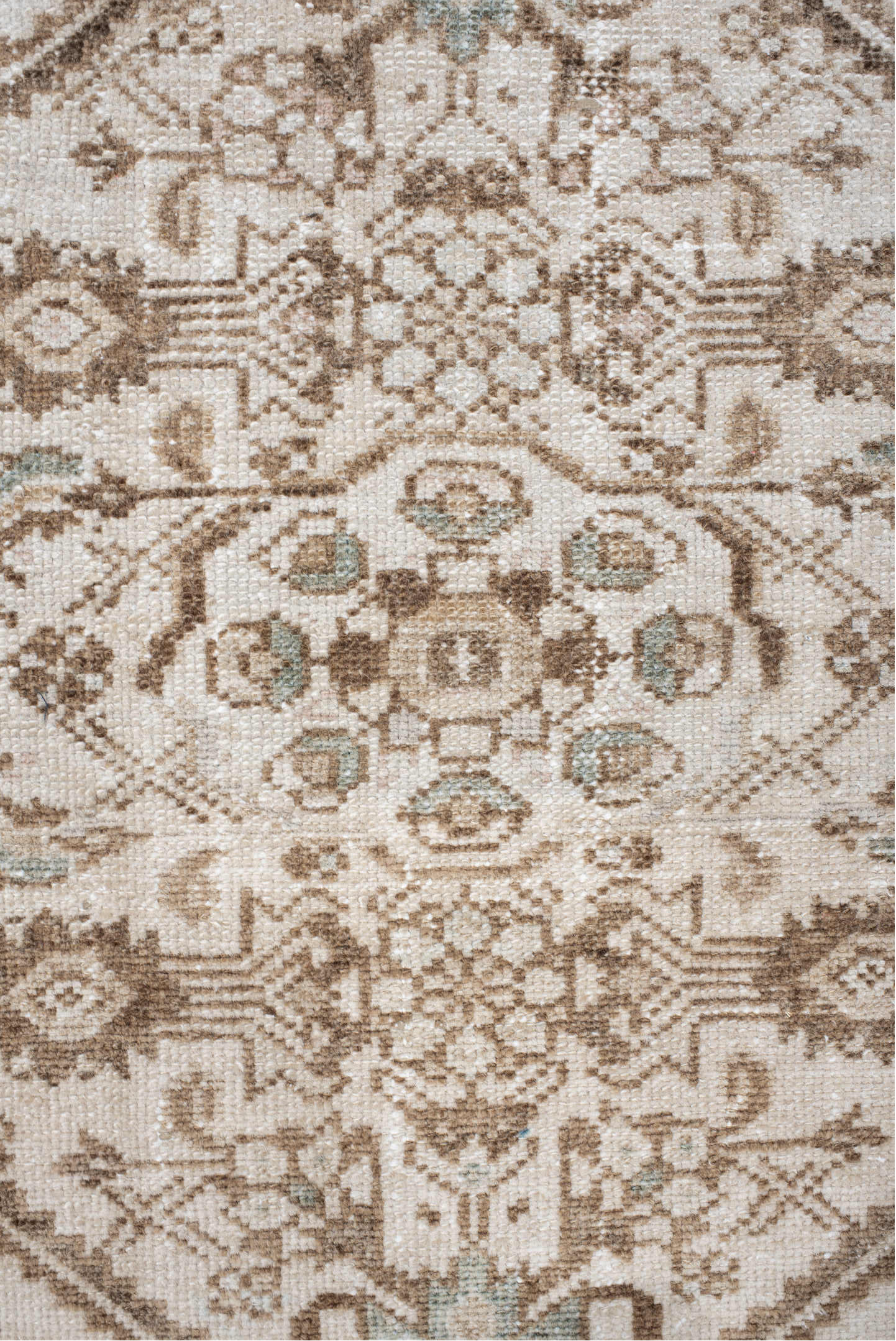 2' x 2' one-of-a-kind handmade vintage Hamadan small size rug. Color palette: ivory, taupe, camel, aqua, beige, gray, teal