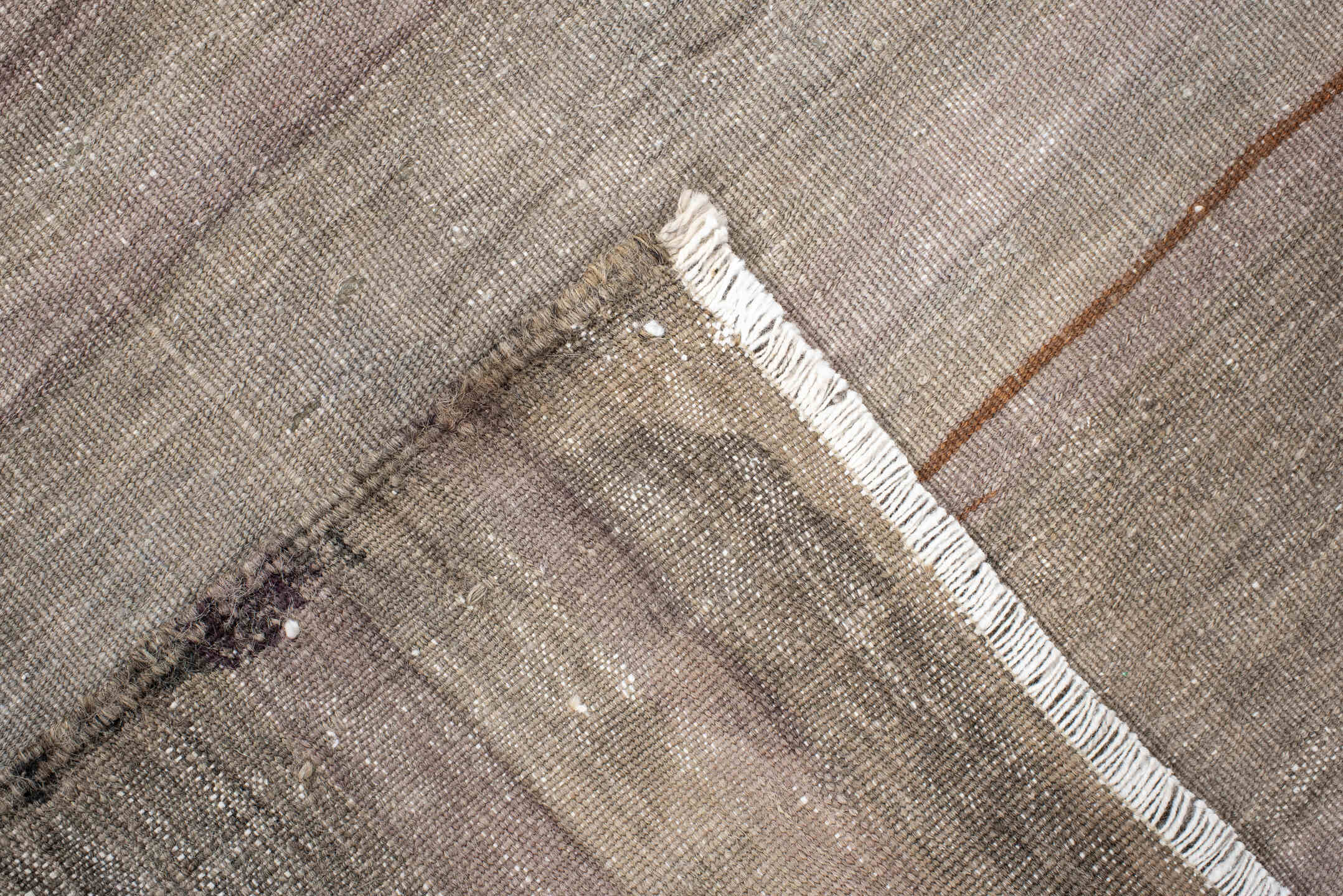 2' x 4' one-of-a-kind handmade vintage Belouch small size rug. Color palette: taupe, gray, slate, rust, ivory, charcoal