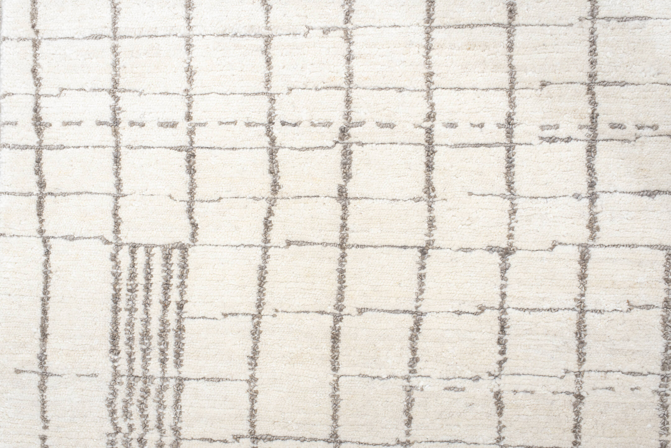 9' x 12' one-of-a-kind handmade vintage Tribeca large size rug. Color palette: ivory, taupe, cream, beige, light gray, gray