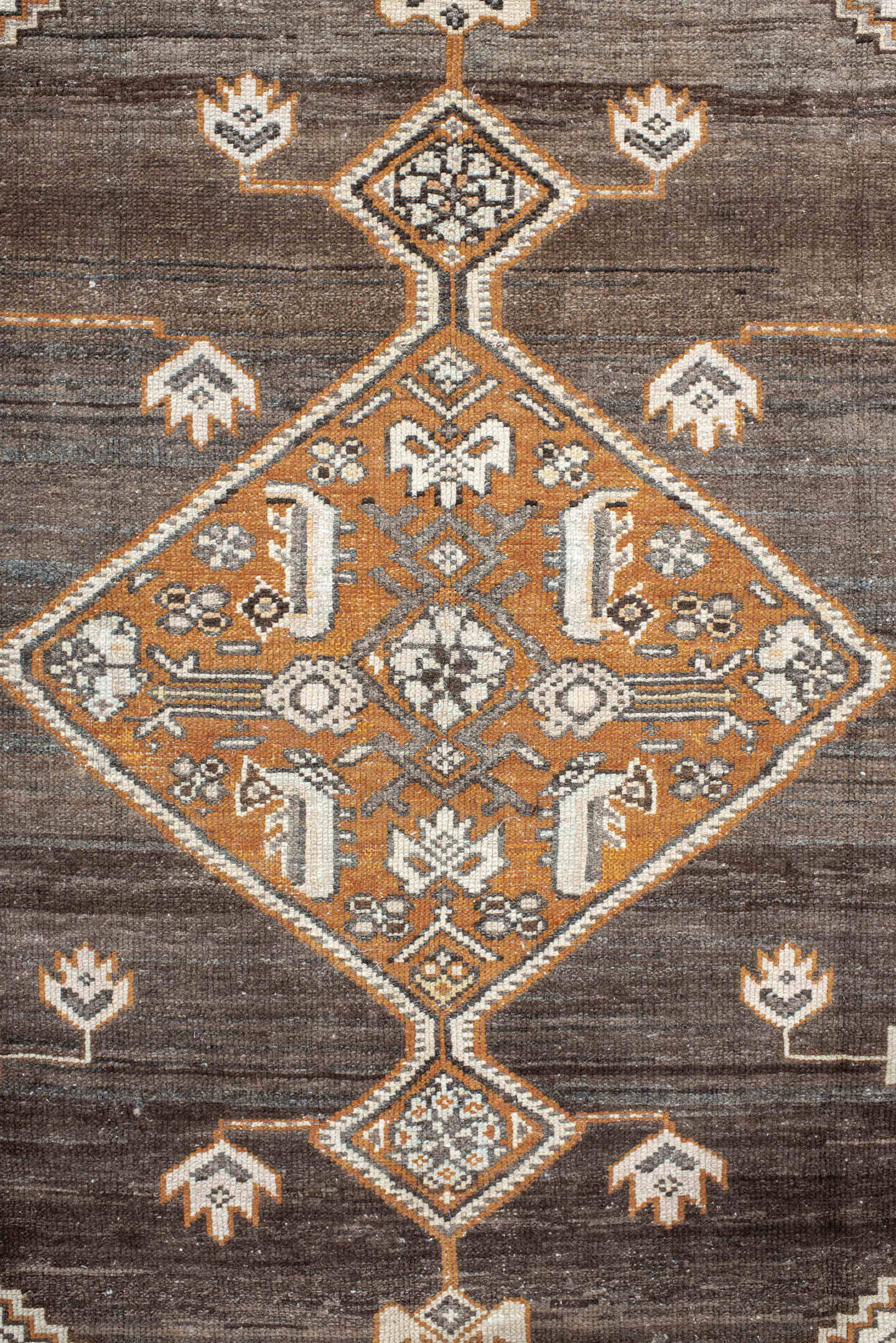 4' x 6' one-of-a-kind handmade vintage Hamadan small size rug. Color palette: brown, ivory, taupe, rust, charcoal, gray