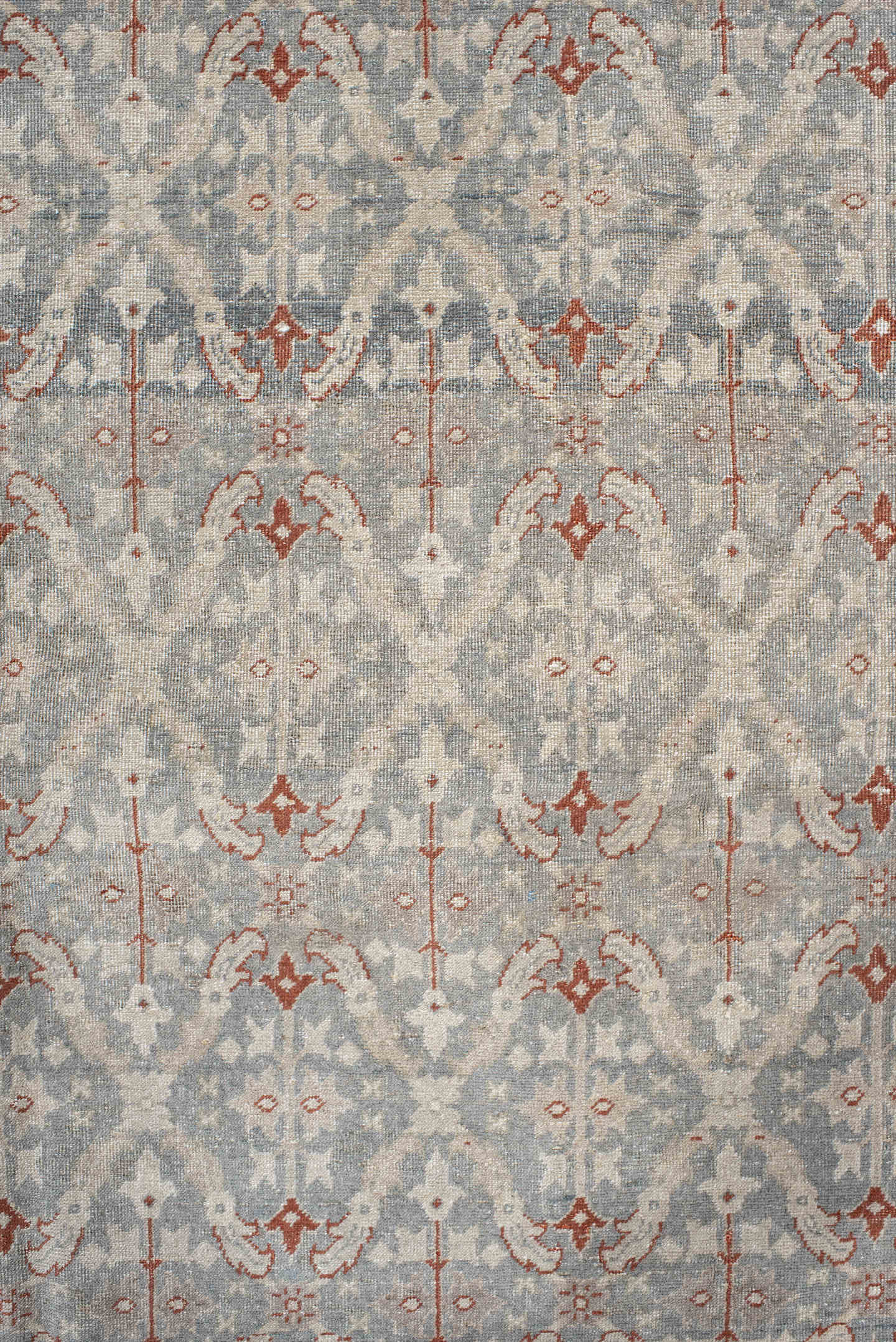 4' x 7' one-of-a-kind handmade antique Tabriz rug. Color palette: ivory, blue-gray, taupe, rust, slate, cream, gray, blue