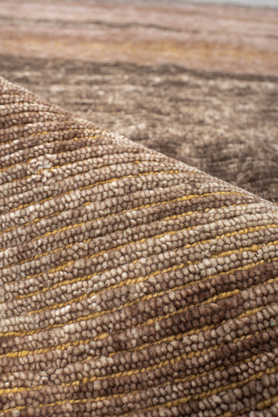 8' x 10' one-of-a-kind handmade vintage Tribeca large size rug. Color palette: taupe, brown, mocha, camel, beige, gray