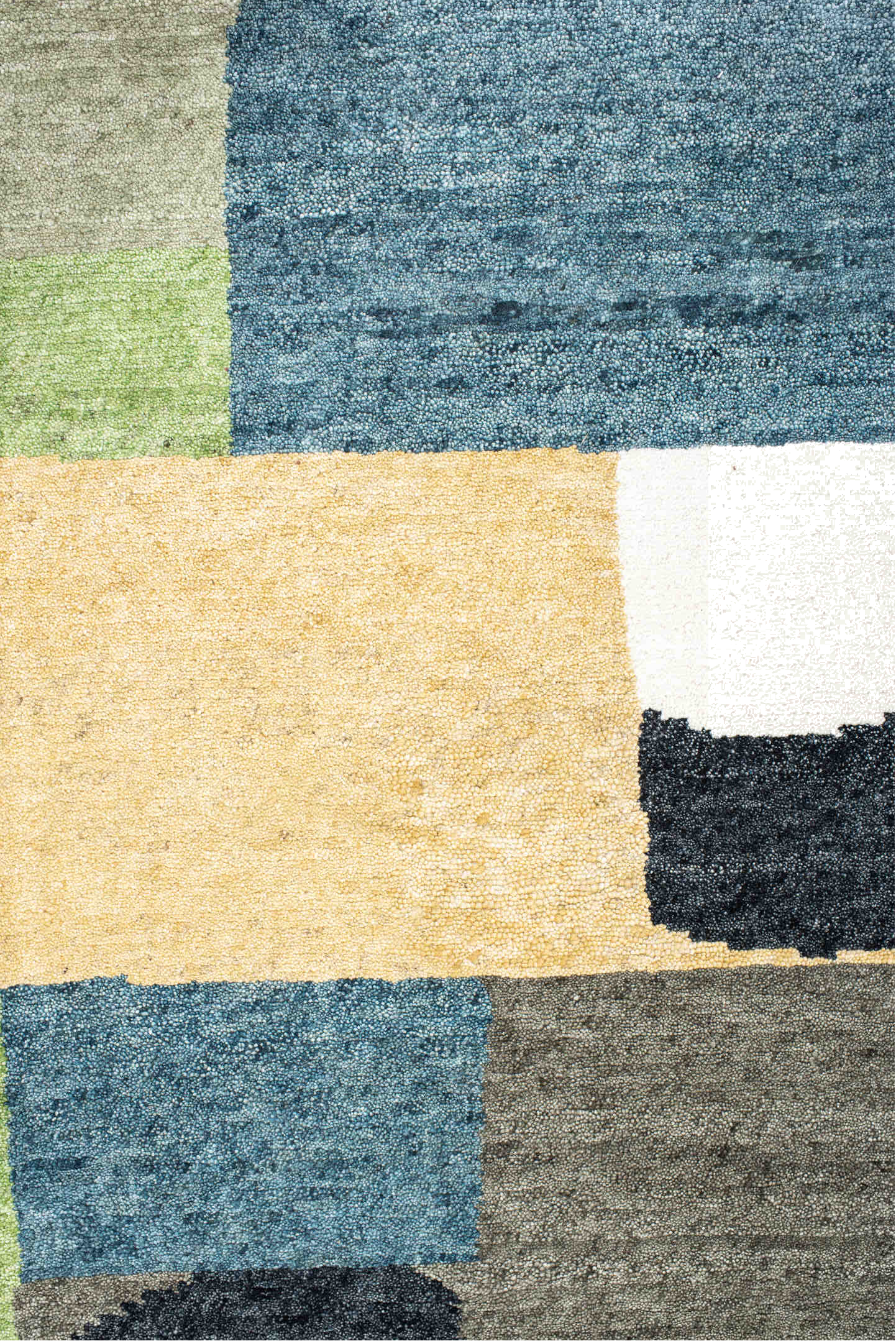 8' x 10' one-of-a-kind handmade vintage large size rug. Color palette: black, blue, brown, charcoal, gray, green