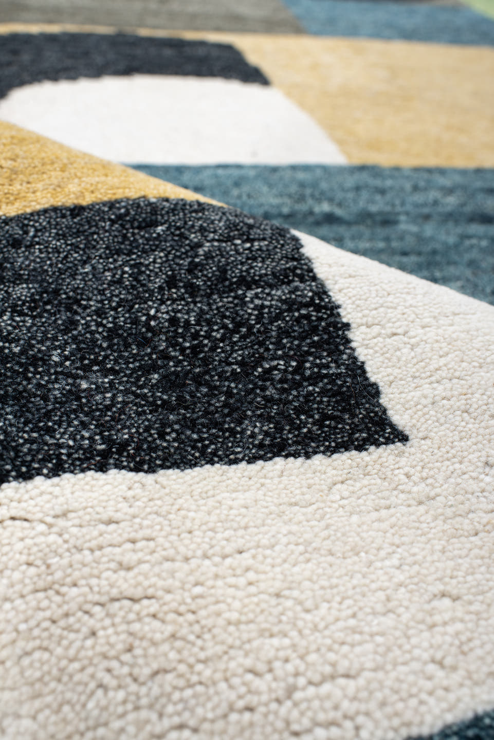 8' x 10' one-of-a-kind handmade vintage large size rug. Color palette: sage, gold, teal, ivory, charcoal, slate, green