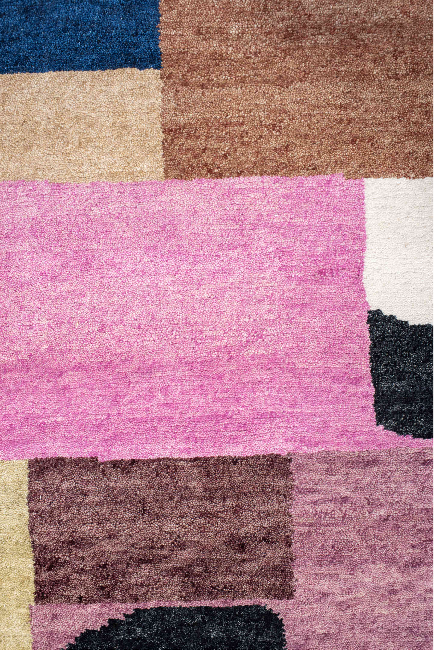 8' x 10' one-of-a-kind handmade vintage Tribeca large size rug. Color palette: pink, ivory, charcoal, sage, mauve, camel