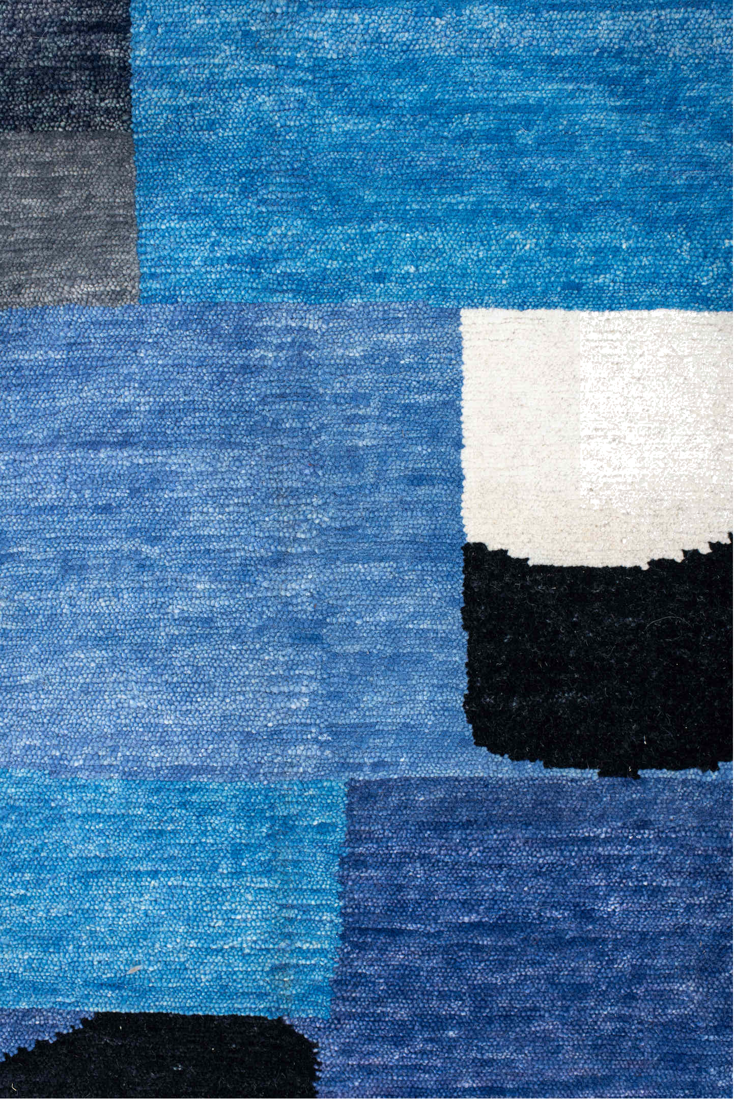8' x 10' one-of-a-kind handmade vintage Tribeca large size rug. Color palette: black, blue, charcoal, gainsboro, gray
