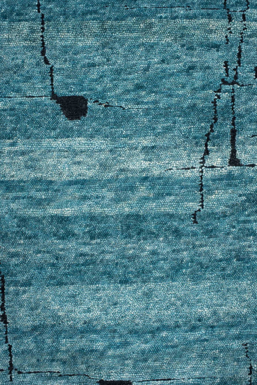 8' x 10' one-of-a-kind handmade vintage Tribeca large size rug. Color palette: teal, charcoal, aqua, gray, black
