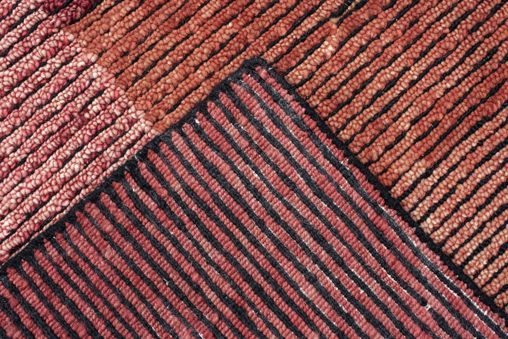 8' x 10' one-of-a-kind handmade vintage Tribeca large size rug. Color palette: rose, rust, burgundy, terra cotta, blush