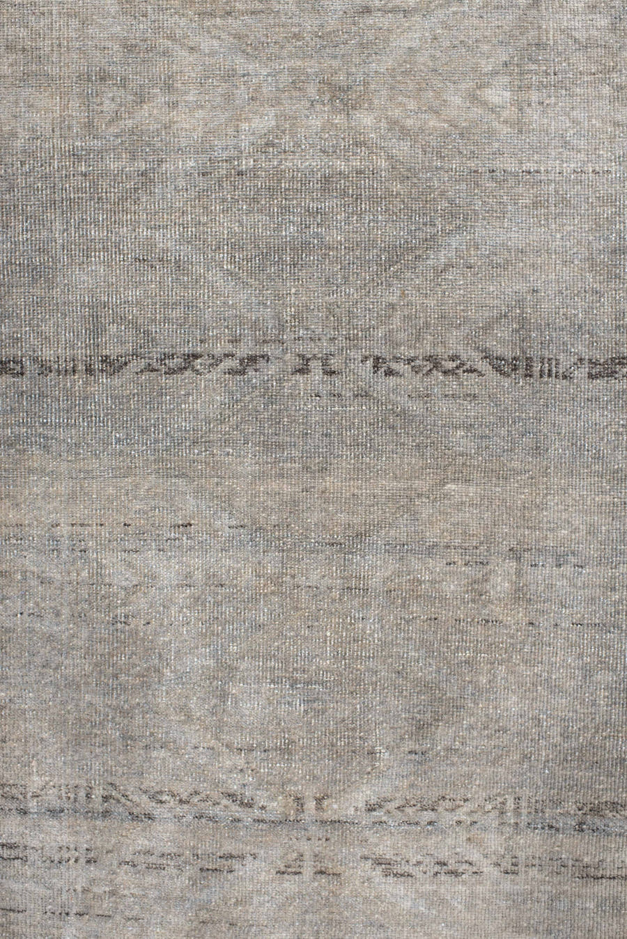 1' x 3' one-of-a-kind handmade antique Belouch small size rug. Color palette: ivory, taupe, beige, brown, gray