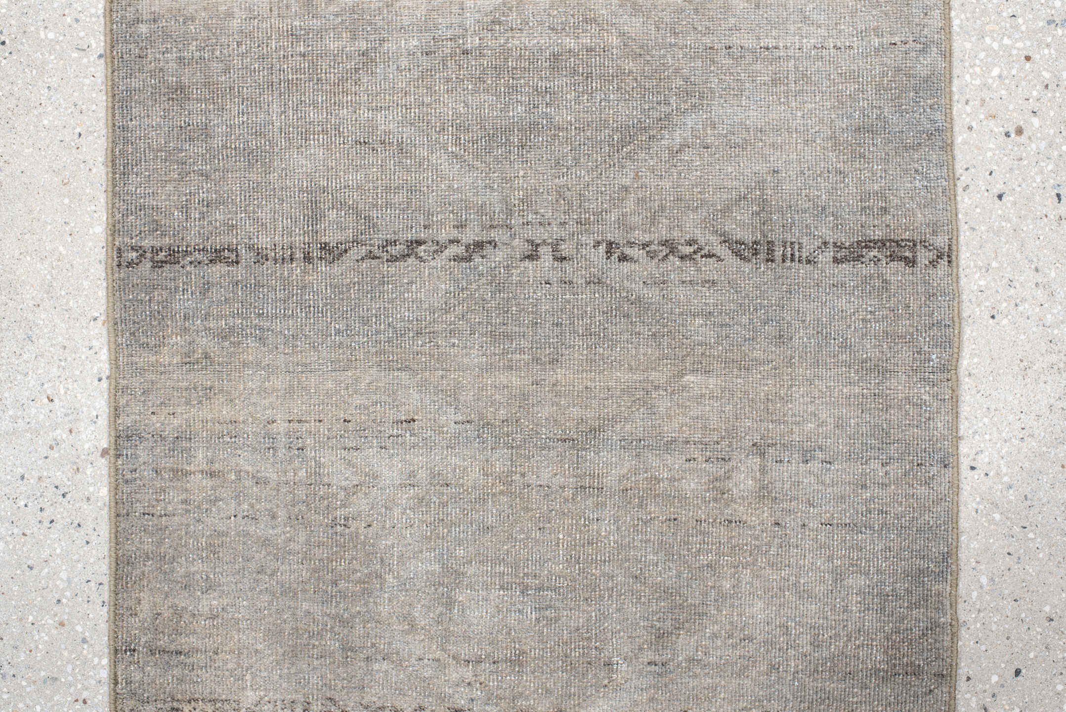 1' x 3' one-of-a-kind handmade antique Belouch small size rug. Color palette: ivory, taupe, beige, brown, gray
