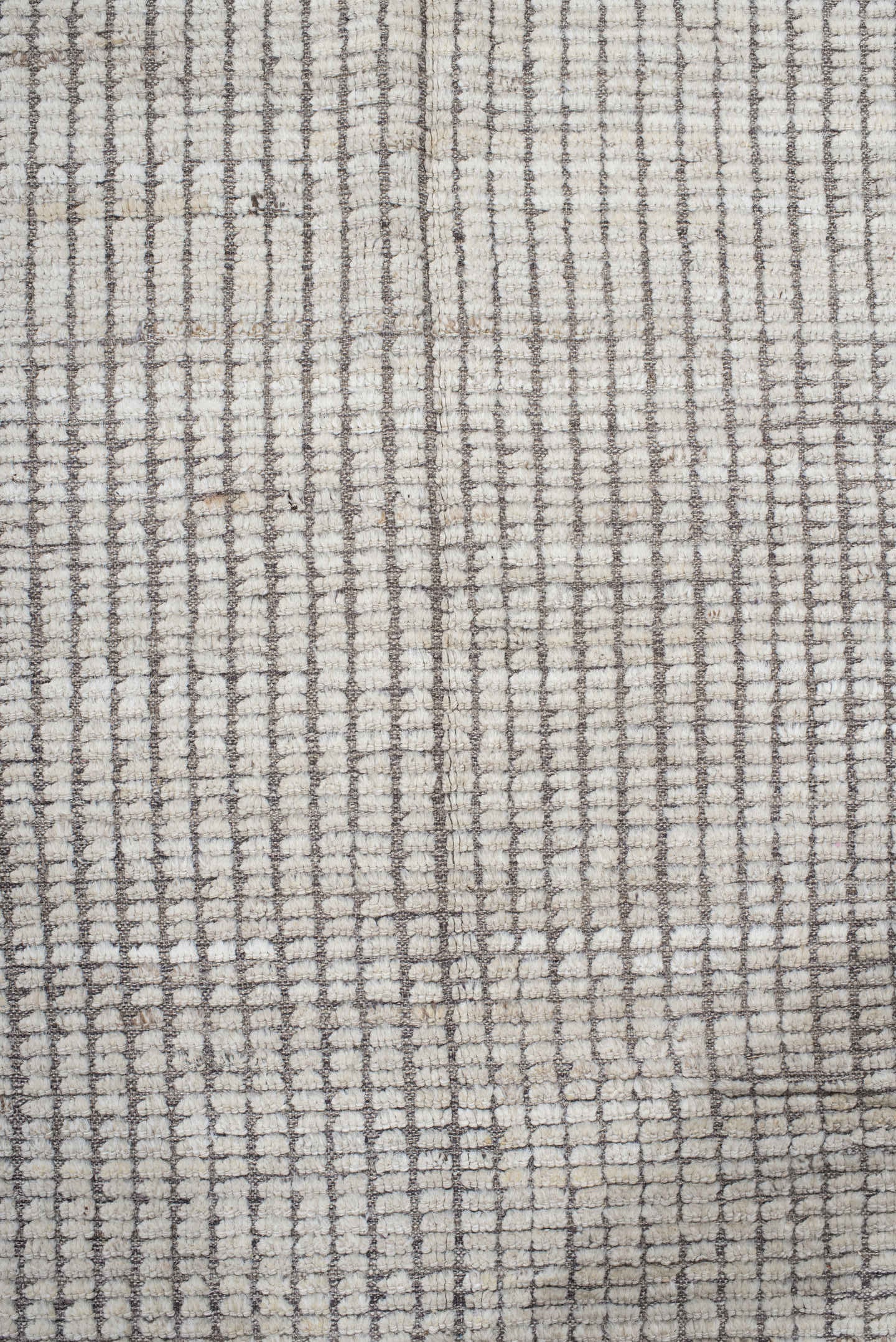 9' x 12' one-of-a-kind handmade vintage Tulu large size rug. Color palette: ivory, taupe, gray, beige