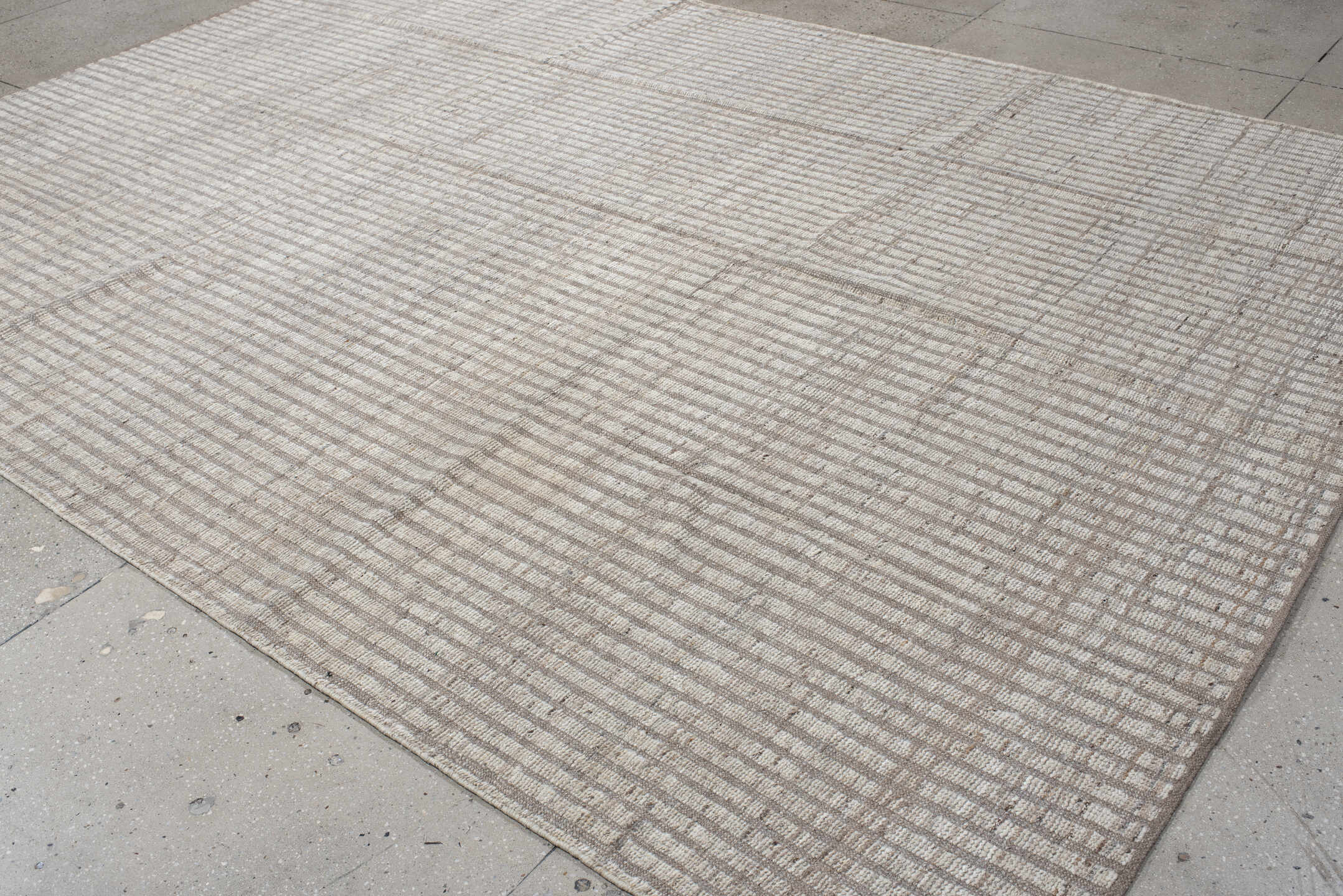 8' x 12' one-of-a-kind handmade vintage Tulu large size rug. Color palette: antiquewhite, gray, light gray, linen, off-white