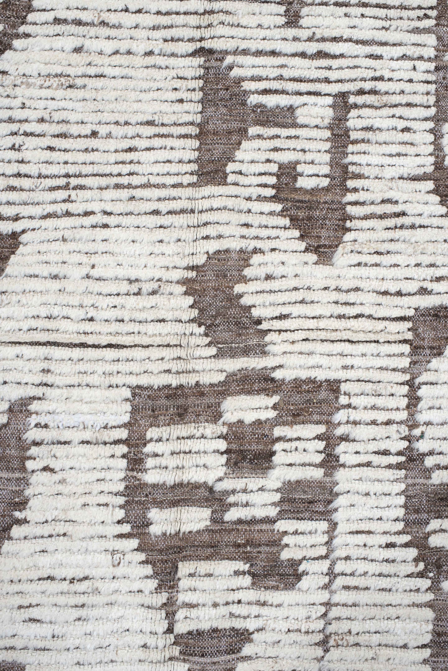10' x 14' one-of-a-kind handmade vintage Tulu large size rug. Color palette: ivory, taupe, brown, beige, gray