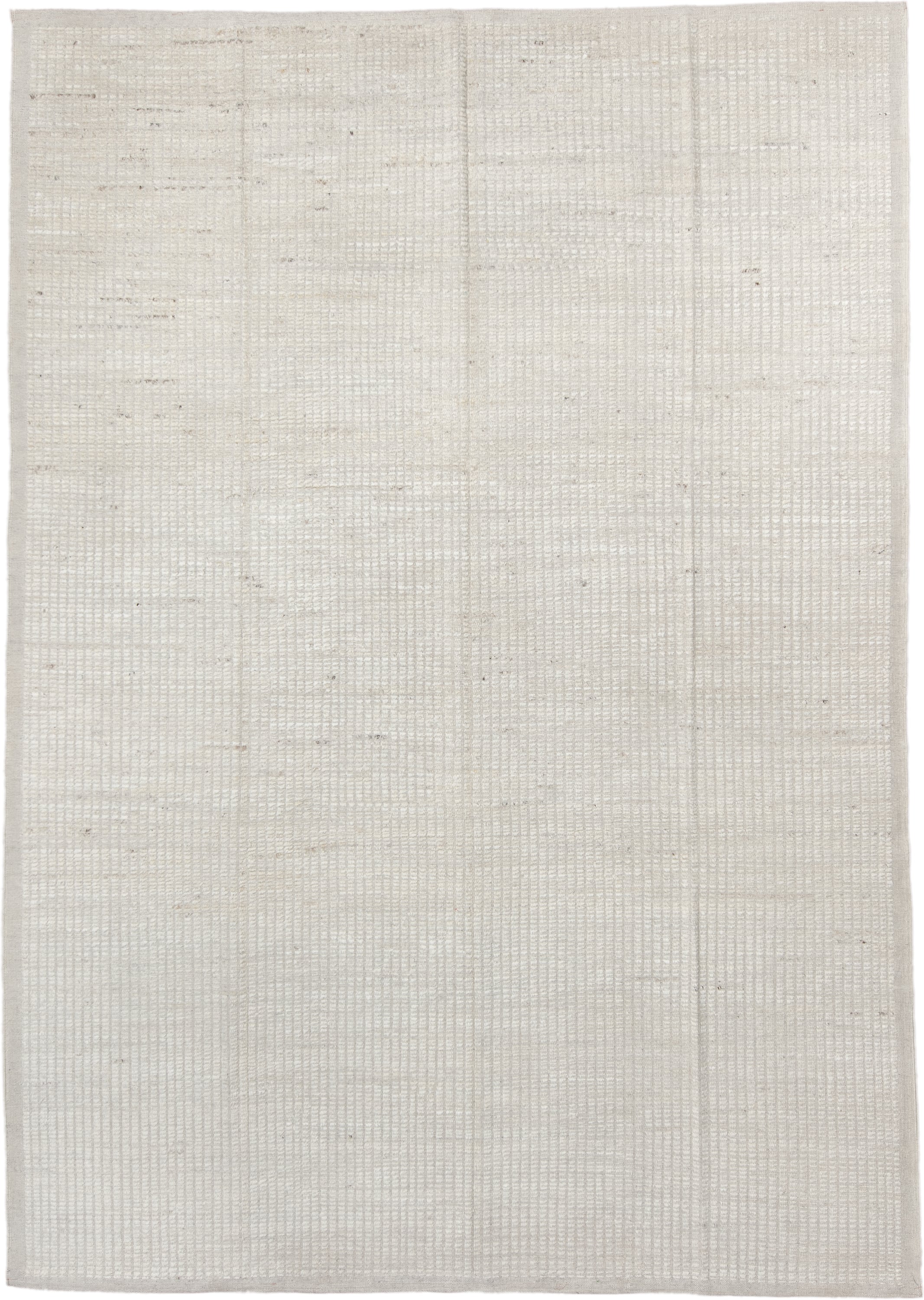 9' x 12' one-of-a-kind handmade vintage Tulu large size rug. Color palette: ivory, cream, beige, taupe, gray