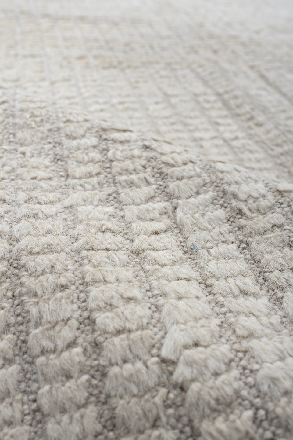 9' x 12' one-of-a-kind handmade vintage Tulu large size rug. Color palette: dark gray, gainsboro, gray, light gray, linen