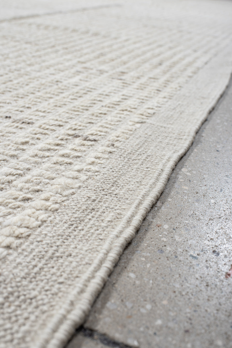 9' x 12' one-of-a-kind handmade vintage Tulu large size rug. Color palette: ivory, cream, beige, taupe, gray