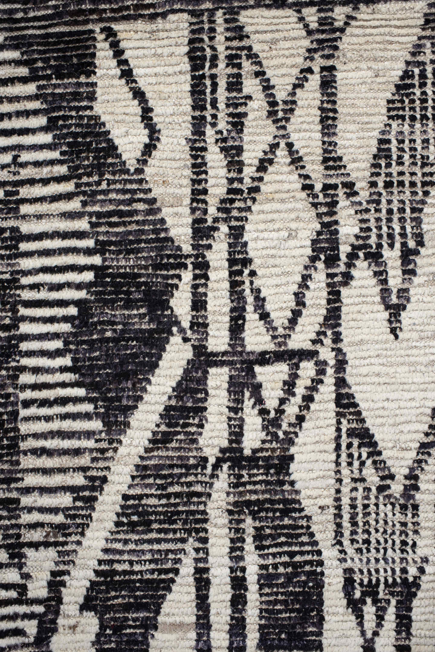 4' x 20' one-of-a-kind handmade vintage Tulu runner rug. Color palette: ivory, charcoal, taupe, gray, black, beige