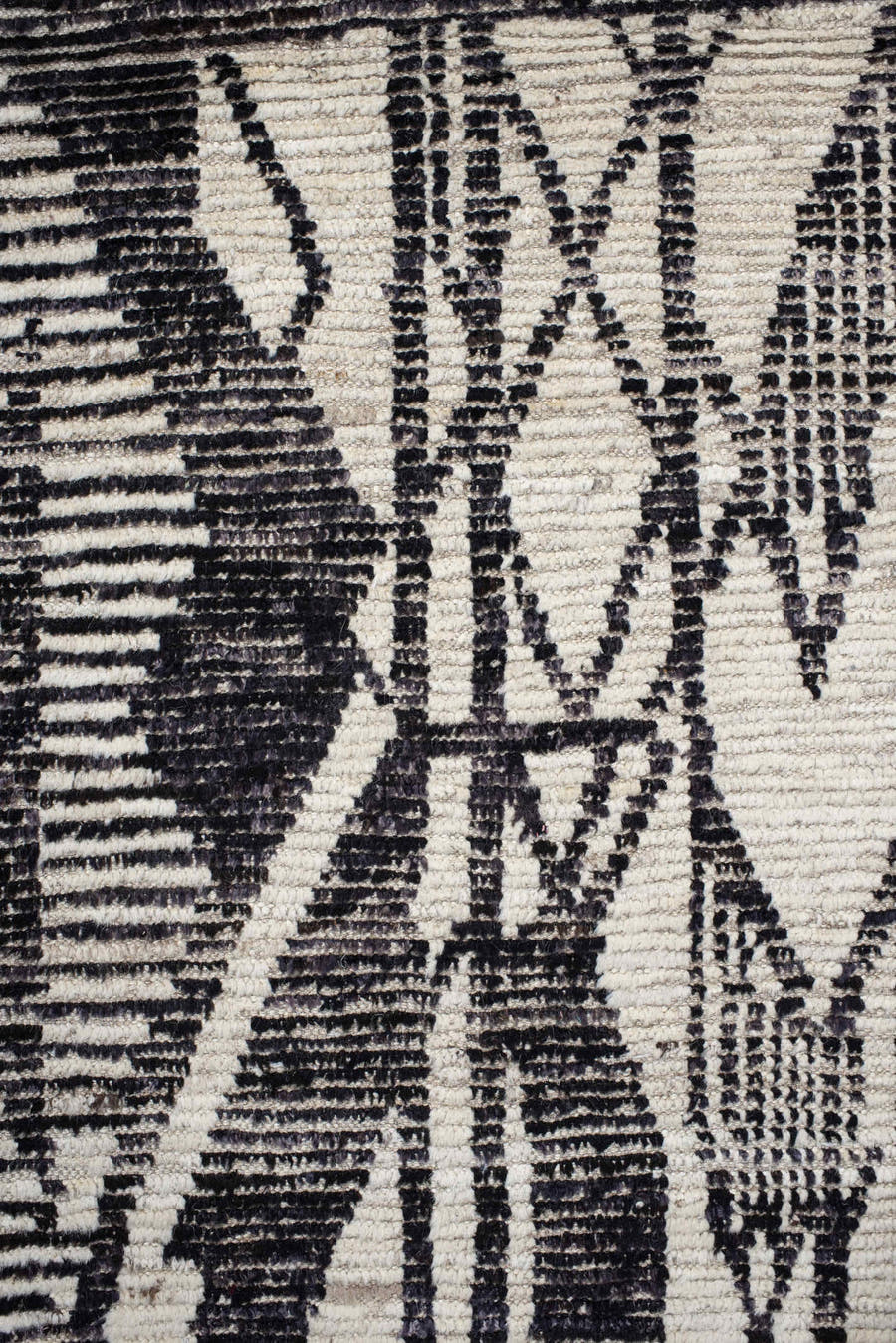 4' x 20' one-of-a-kind handmade vintage Tulu runner rug. Color palette: ivory, charcoal, taupe, gray, black, beige